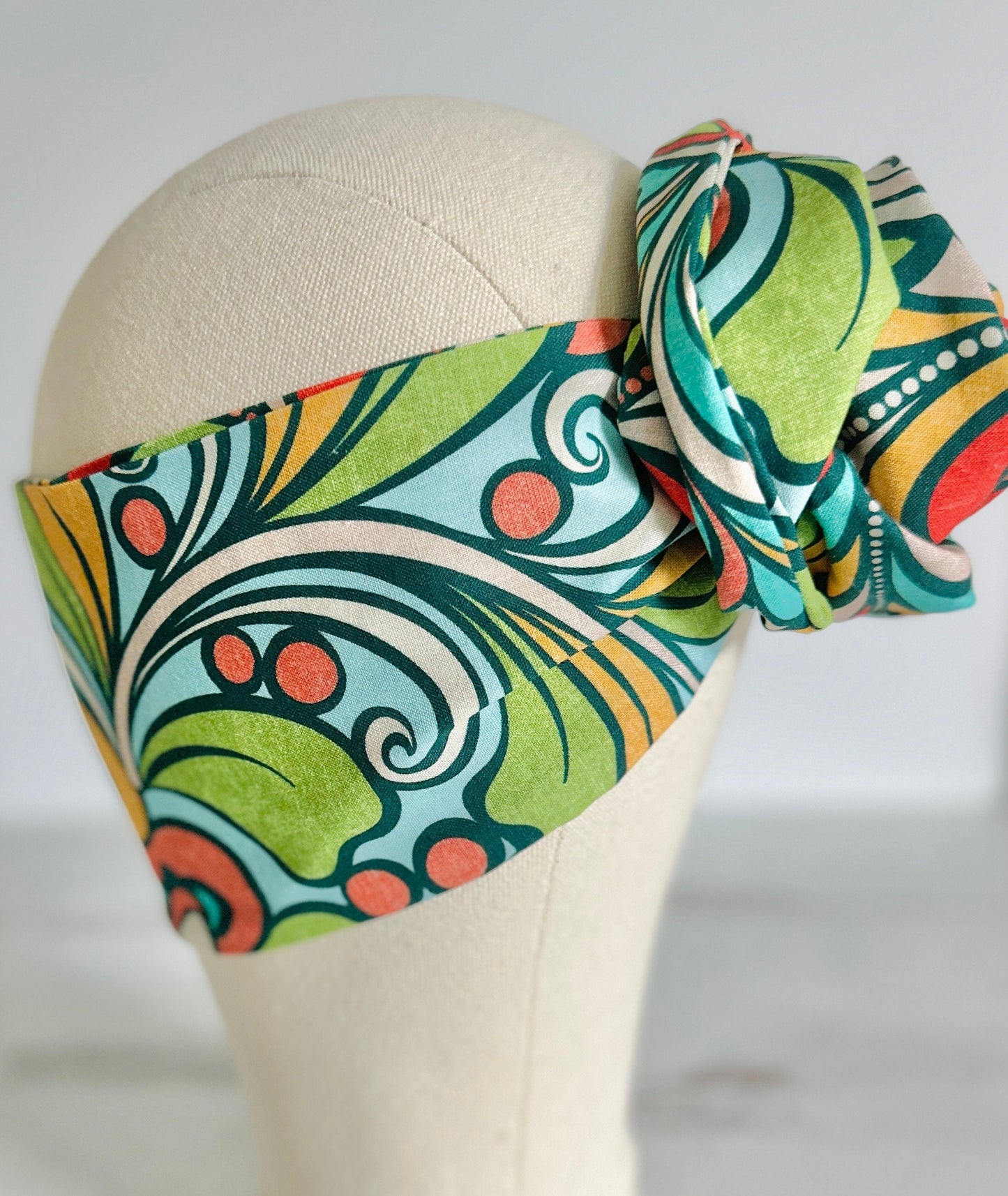Extra Long Wide Adjustable Wire Headband, Multicolored Retro Butterfly, Wired Headband, Cotton Fabric Head Wrap, Turban, Boho Accessories, W