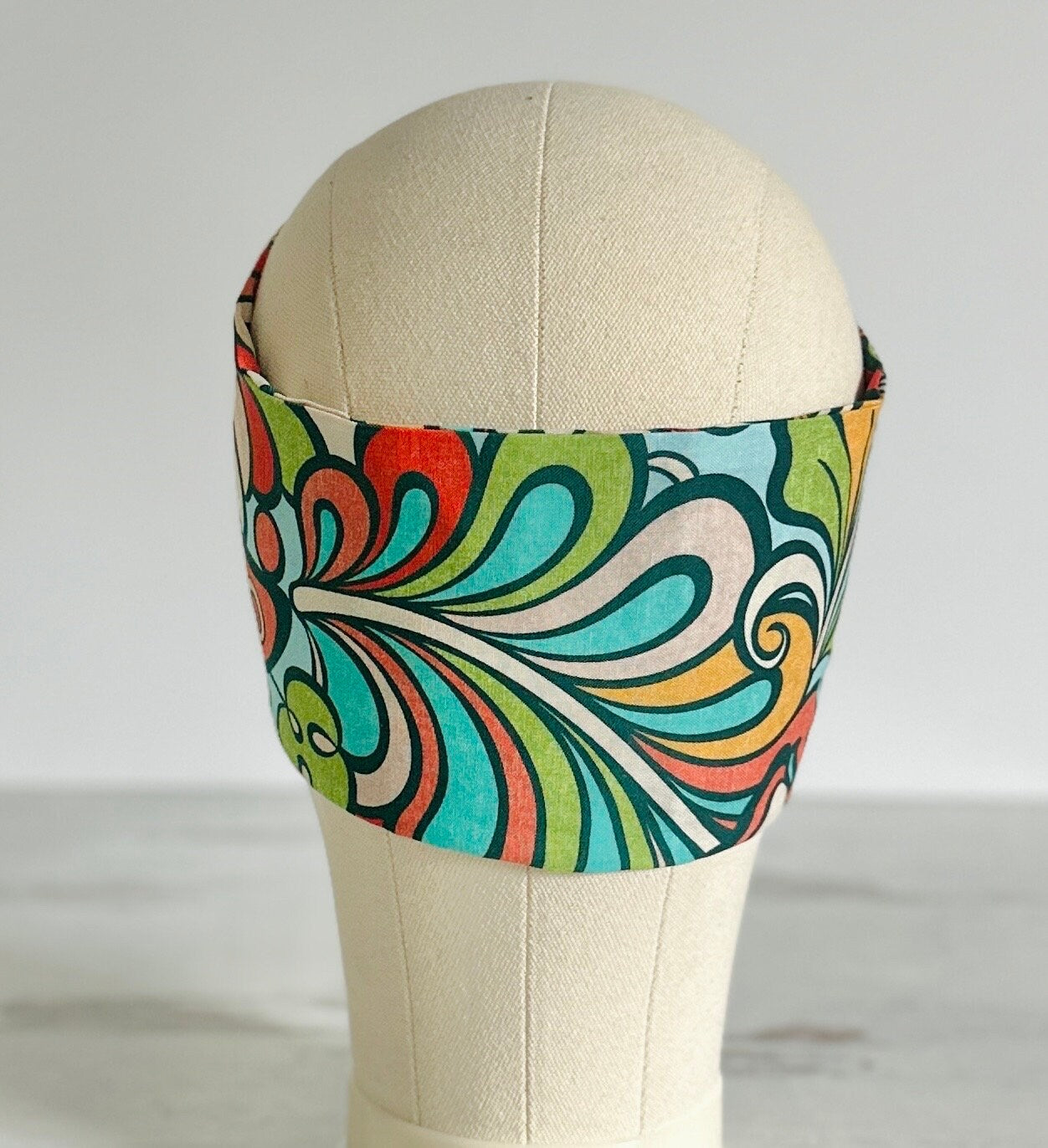 Extra Long Wide Adjustable Wire Headband, Multicolored Retro Butterfly, Wired Headband, Cotton Fabric Head Wrap, Turban, Boho Accessories, W