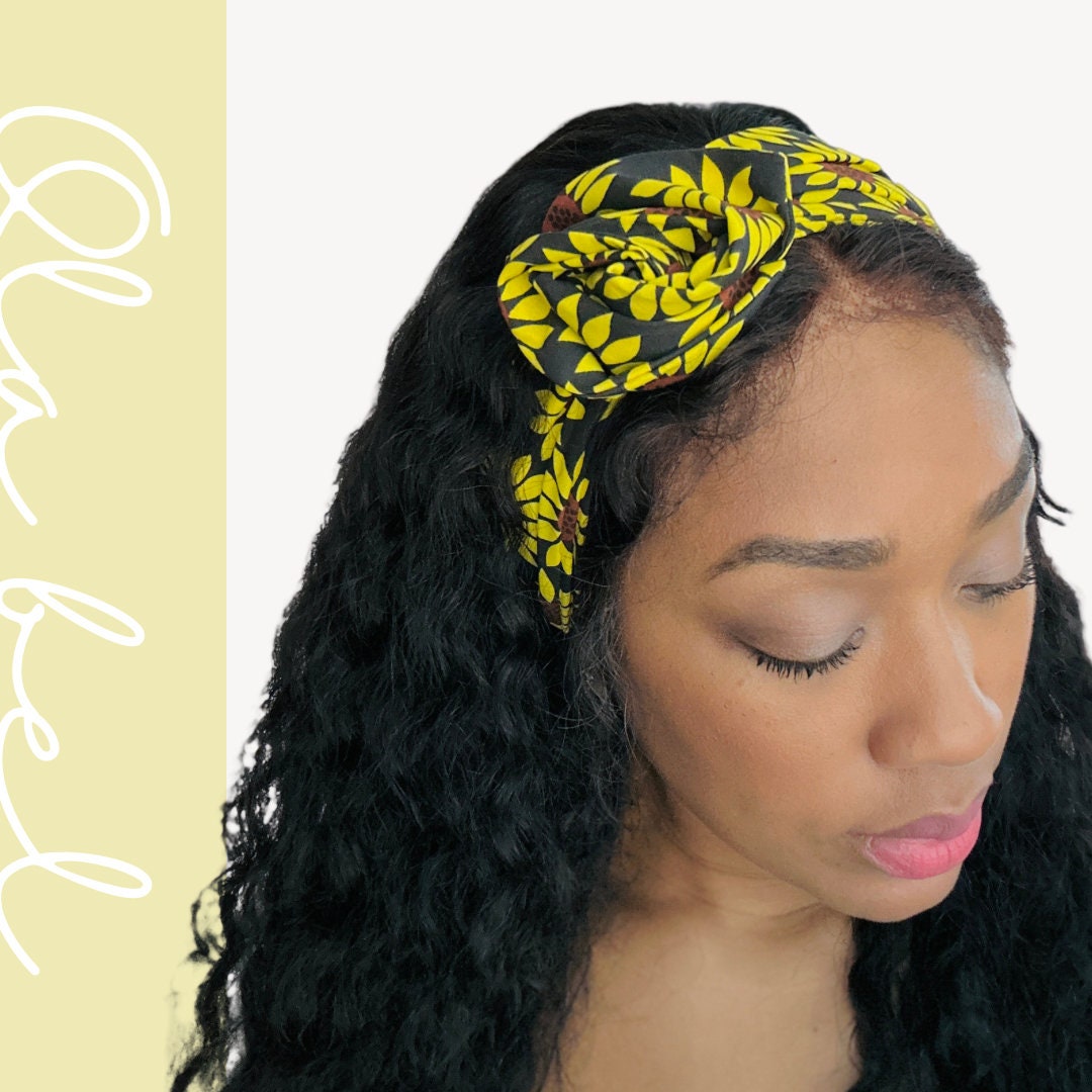 Extra Wide Adjustable Wire Headband, Sunflower Print, Wired Headband, Cotton Fabric Head Wrap, Turban, Boho Accessories, Headband Women