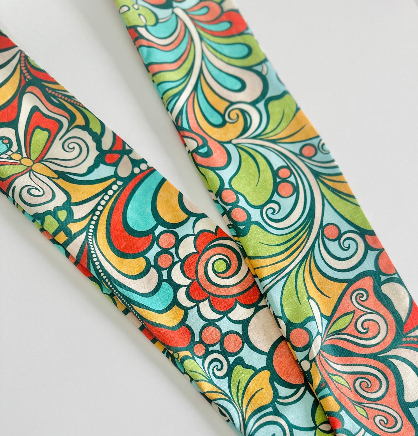 Extra Long Wide Adjustable Wire Headband, Multicolored Retro Butterfly, Wired Headband, Cotton Fabric Head Wrap, Turban, Boho Accessories, W