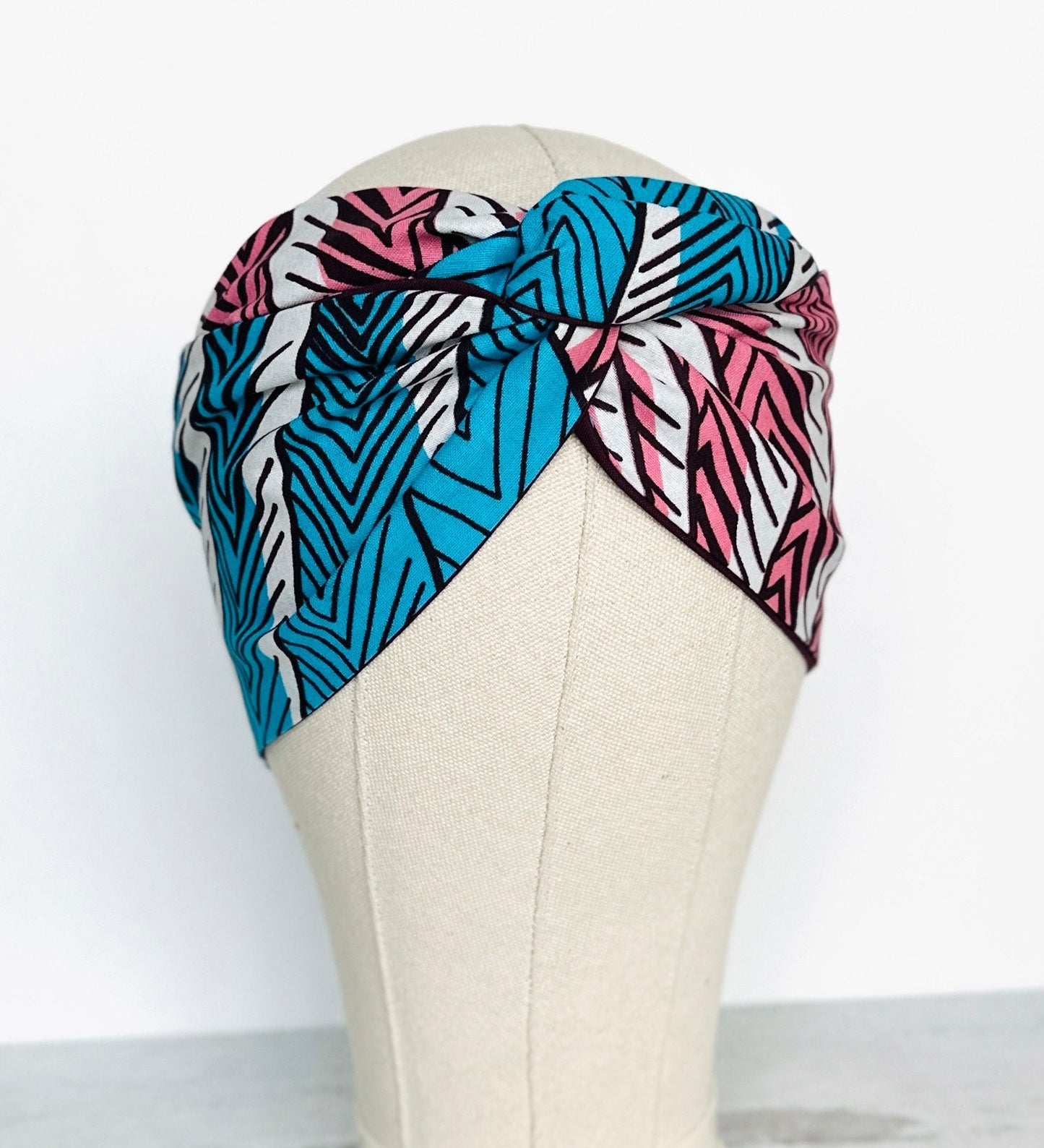 Extra Wide Reversible Wire Wrap African Print Headband, Burgundy Pink Blue Wired Headband, Ankara Head Wrap, Turban for Women, Head Scarf