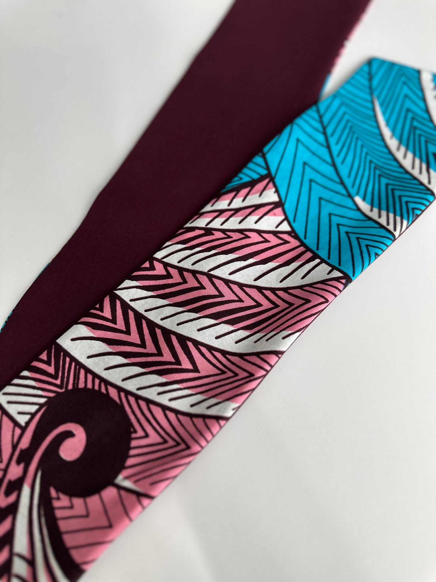 Extra Wide Reversible Wire Wrap African Print Headband, Burgundy Pink Blue Wired Headband, Ankara Head Wrap, Turban for Women, Head Scarf