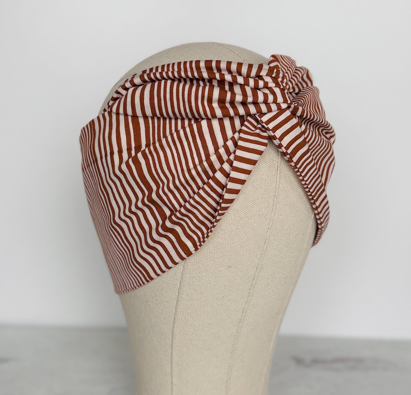Extra Wide Adjustable Wire Headband, Brown & Tan Striped Print Wired Headband For Women, Bendable Head Wrap, Turban Accessories, Head Scarf