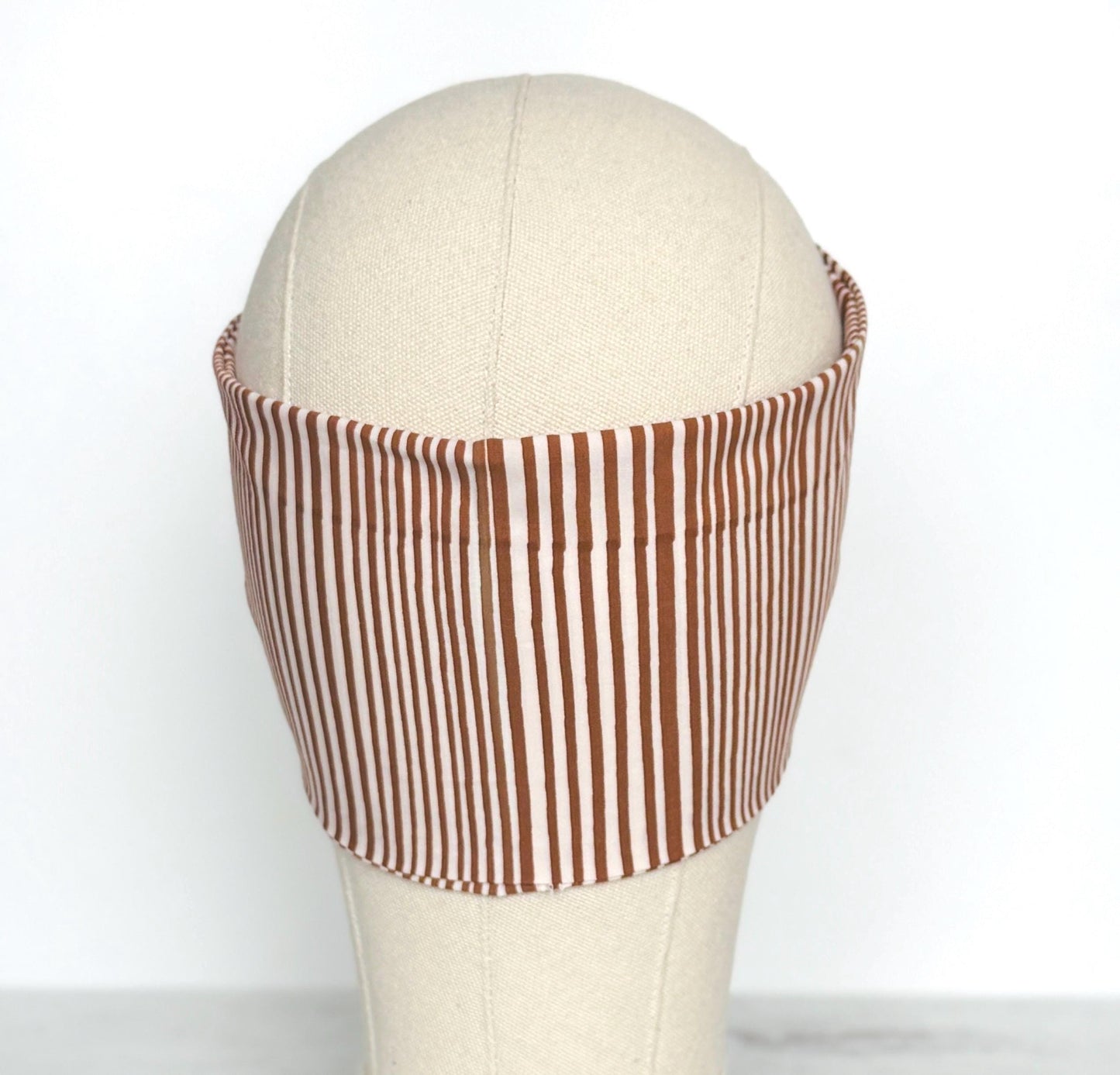 Extra Wide Adjustable Wire Headband, Brown & Tan Striped Print Wired Headband For Women, Bendable Head Wrap, Turban Accessories, Head Scarf