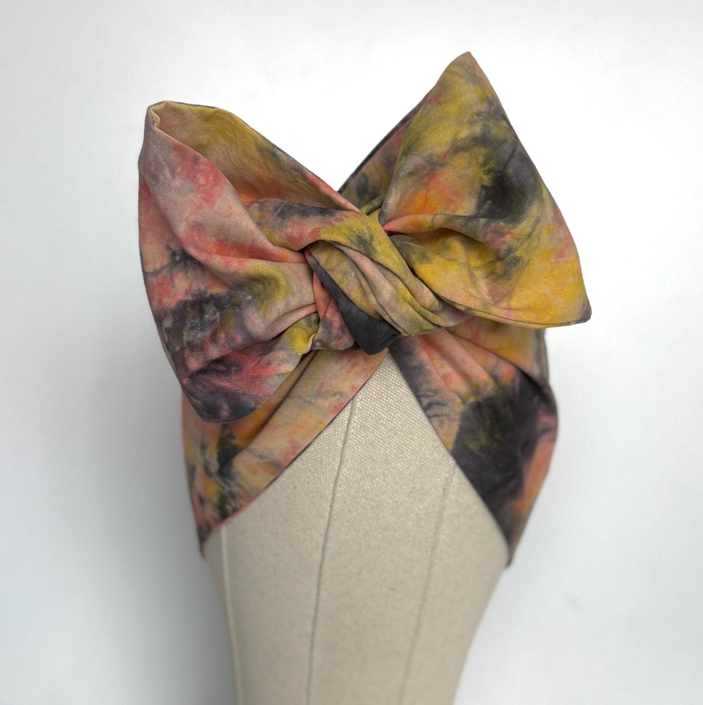 Hand Dyed Extra Long Wide ADJUSTABLE Wire Headband, Pink Black Tie Dyed Spring Summer Wired Head Wrap, Hair Accessories, No Slip Scarf