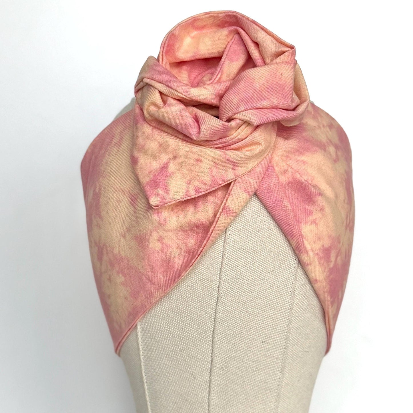 Extra Wide Adjustable Wire Headband, Hand dyed Tie Dye Pink & Beige Wired Headband Turban, Fabric Head Wrap, No Slip Hair Scarf