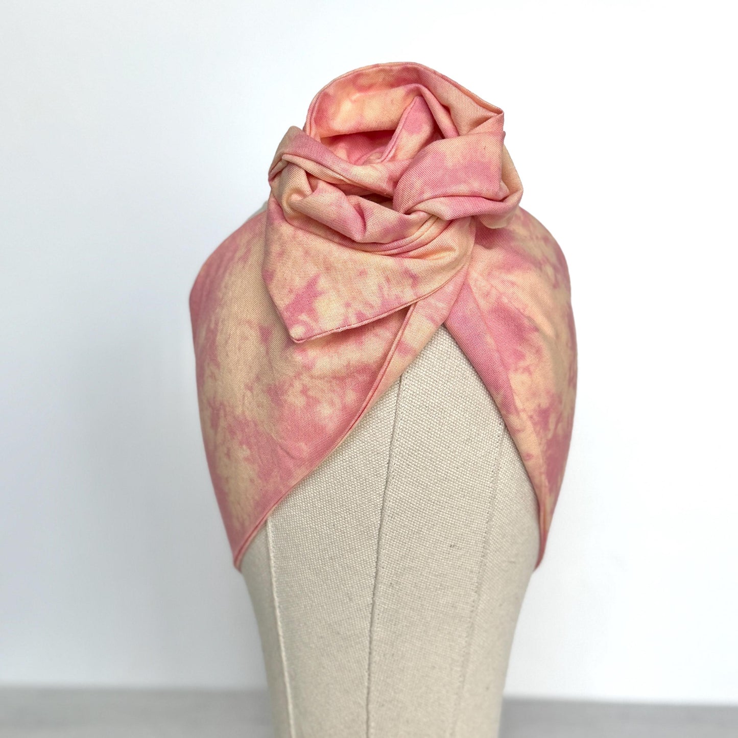 Extra Wide Adjustable Wire Headband, Hand dyed Tie Dye Pink & Beige Wired Headband Turban, Fabric Head Wrap, No Slip Hair Scarf
