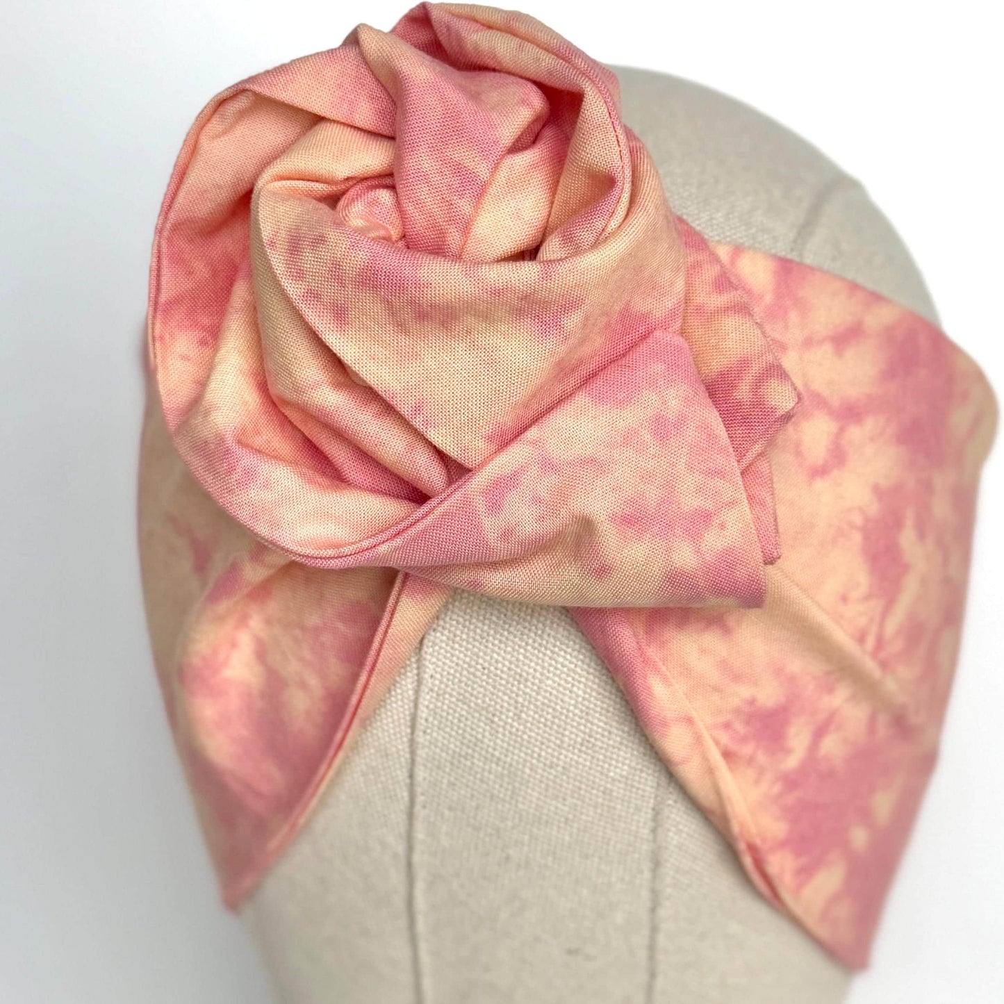 Extra Wide Adjustable Wire Headband, Hand dyed Tie Dye Pink & Beige Wired Headband Turban, Fabric Head Wrap, No Slip Hair Scarf