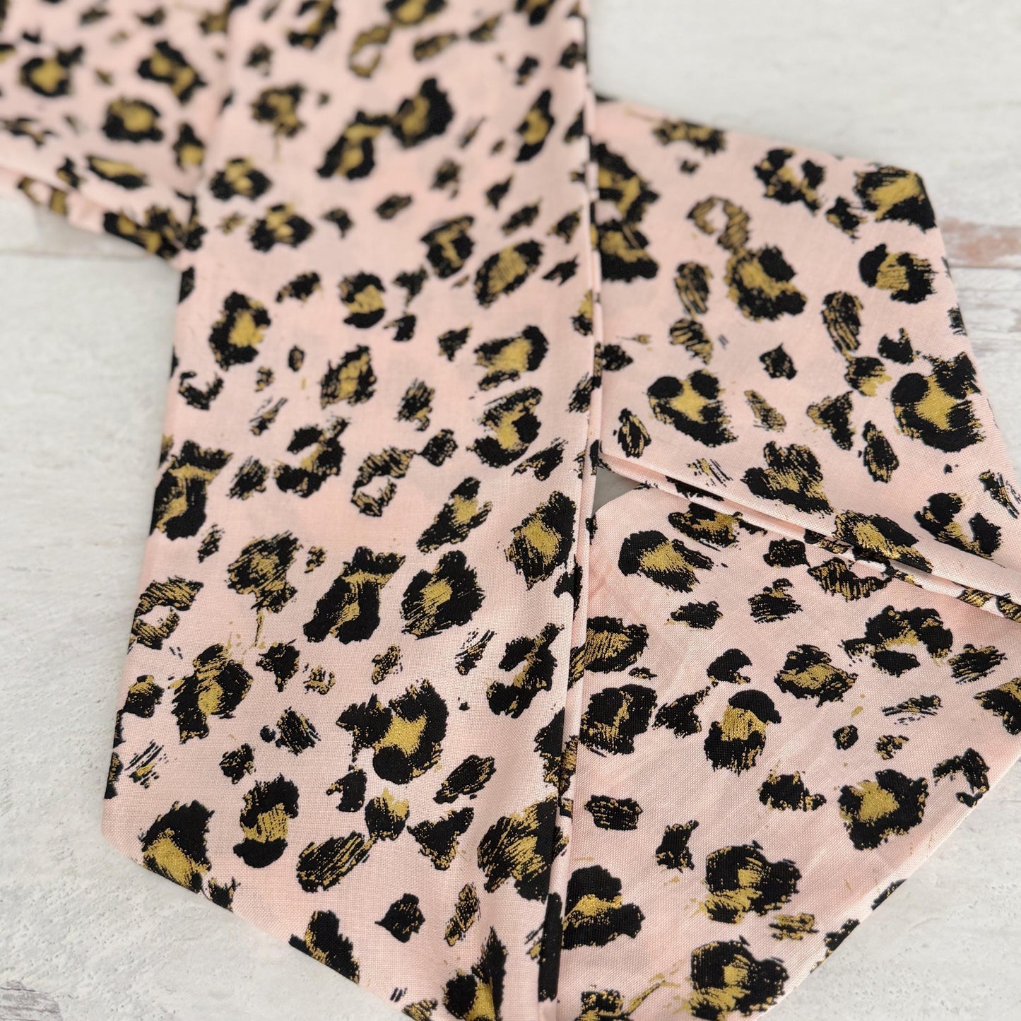 Extra Wide Adjustable Wire Headband, Pink & Gold Leopard Print, Boho Wired Headband, Fabric Head Wrap, Turban, Gift for Her, Bendable Scarf