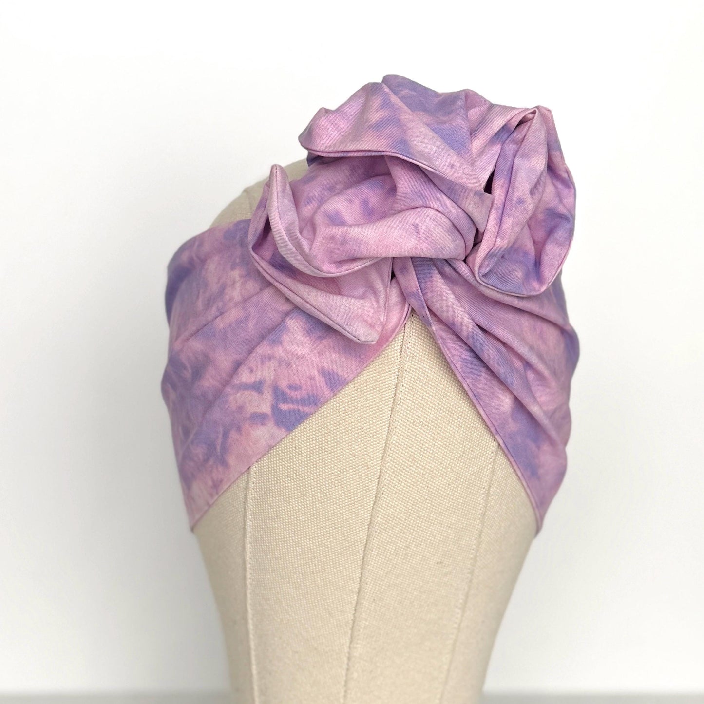 Extra Wide Adjustable Wire Headband, Hand dyed Tie Dye Purple & Pink Wired Headband Turban, Fabric Head Wrap, Hair Scarf