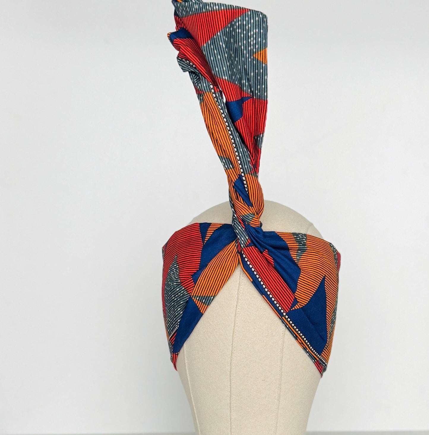 Extra Wide Adjustable Wire Wrap, Ankara Wired Headband, Red Blue Grey Orange African Fabric Head Wrap, Ankara Afro Boho Accessories