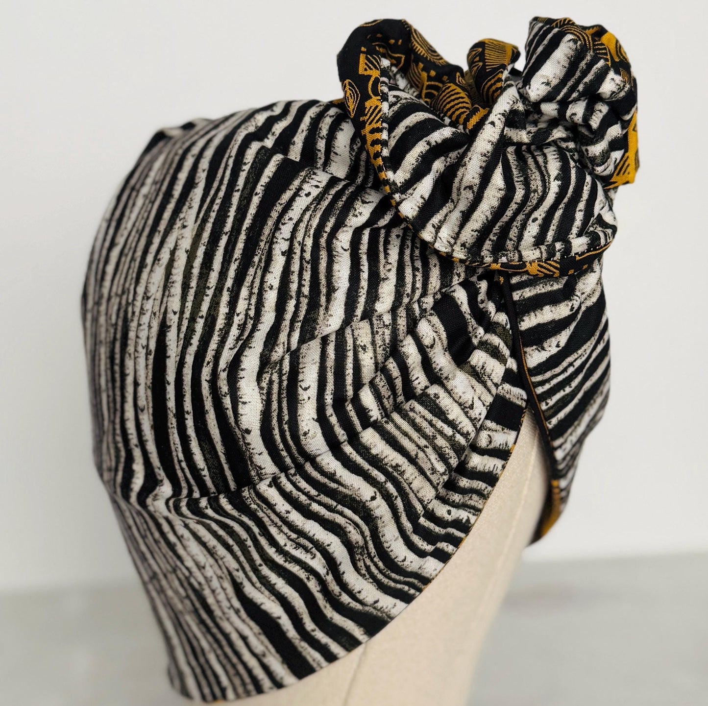 Full Turban Wire Headband, Reversible Extra Wide Tribal Print & Zebra Striped Wired Headband, Fabric Head Wrap, Afro Boho Women Accessories