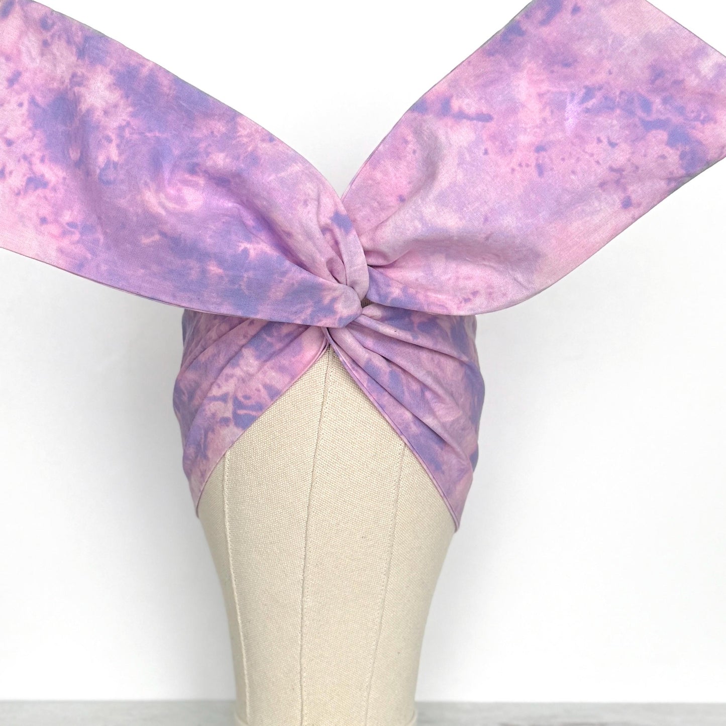 Extra Wide Adjustable Wire Headband, Hand dyed Tie Dye Purple & Pink Wired Headband Turban, Fabric Head Wrap, Hair Scarf