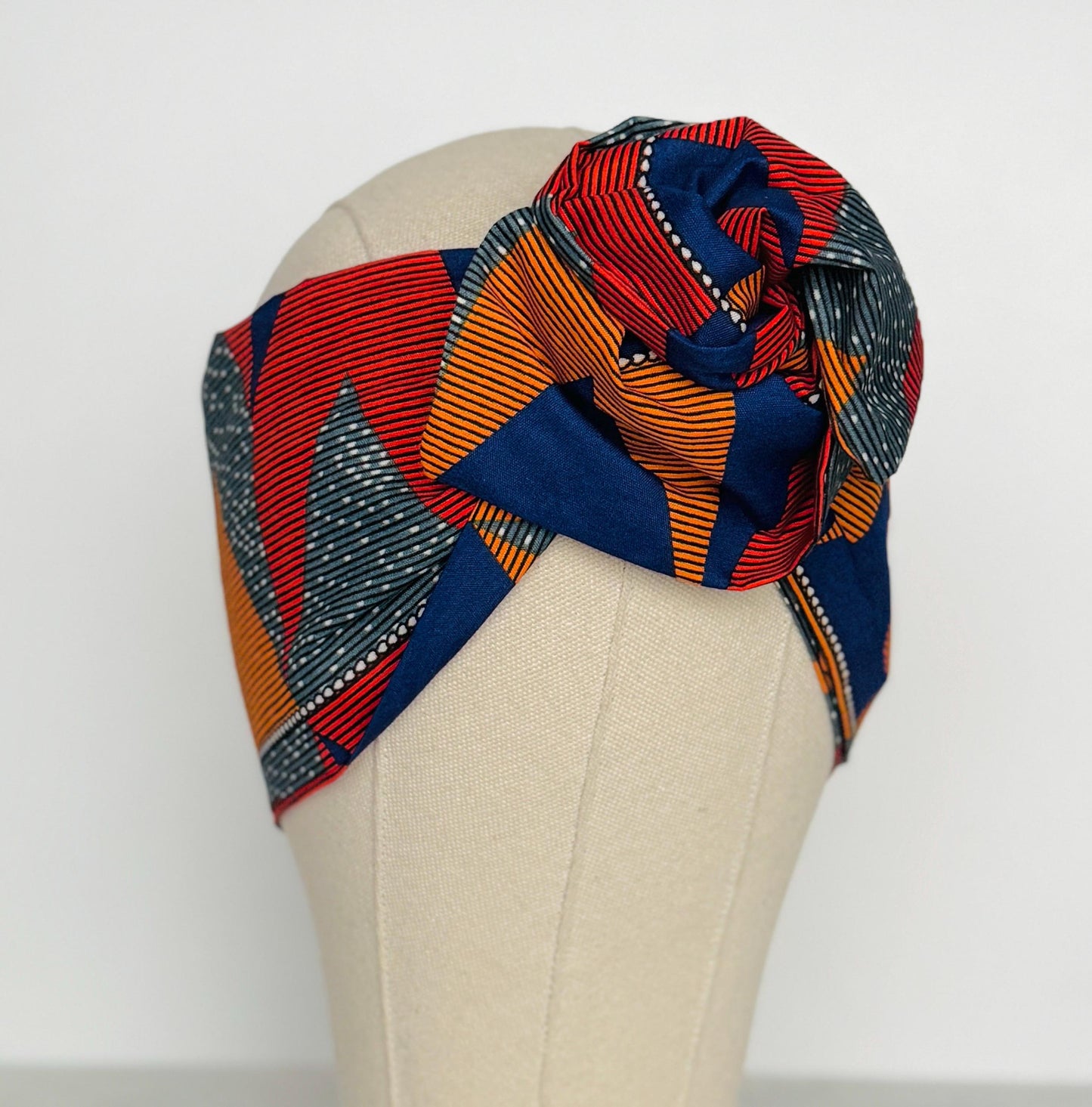 Extra Wide Adjustable Wire Wrap, Ankara Wired Headband, Red Blue Grey Orange African Fabric Head Wrap, Ankara Afro Boho Accessories