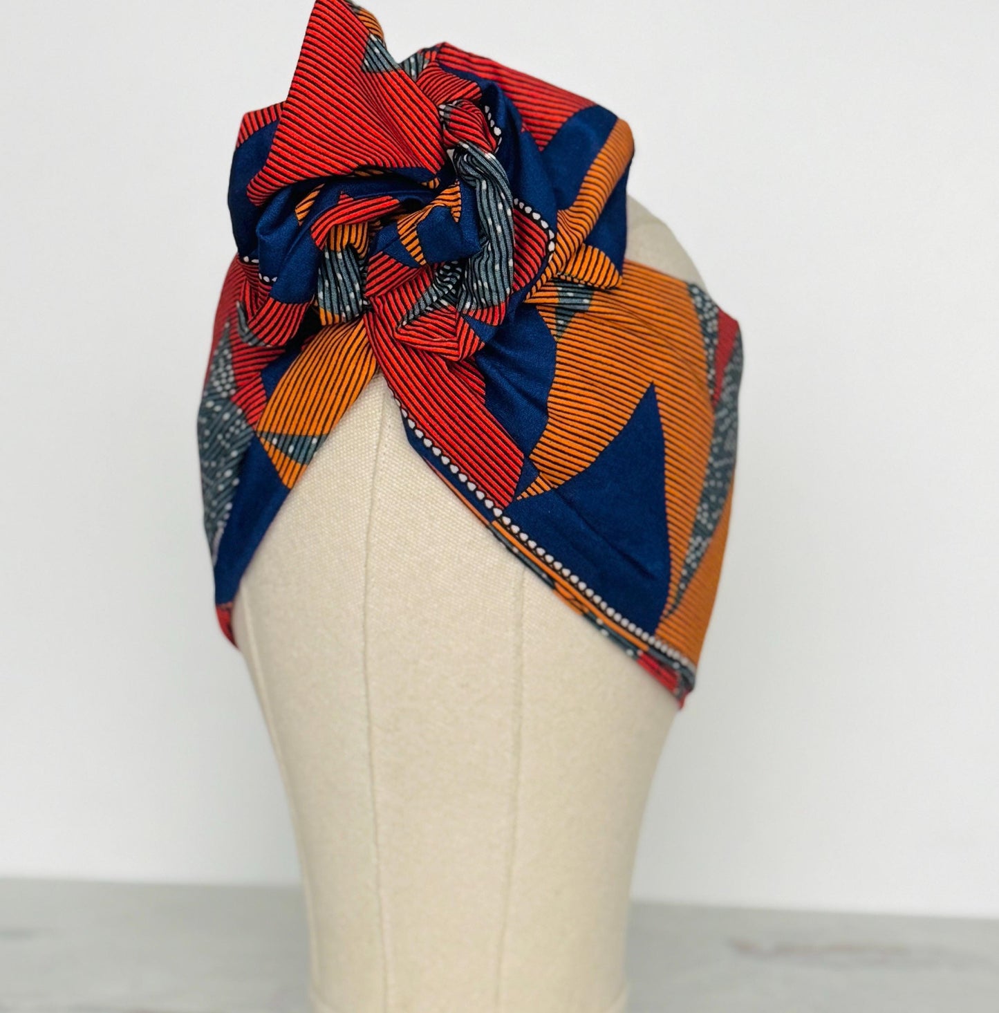 Extra Wide Adjustable Wire Wrap, Ankara Wired Headband, Red Blue Grey Orange African Fabric Head Wrap, Ankara Afro Boho Accessories