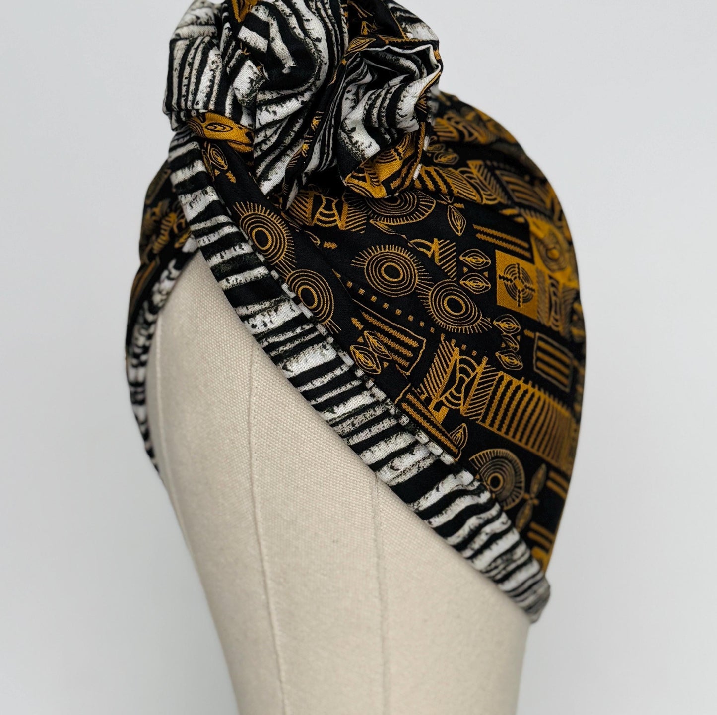 Full Turban Wire Headband, Reversible Extra Wide Tribal Print & Zebra Striped Wired Headband, Fabric Head Wrap, Afro Boho Women Accessories