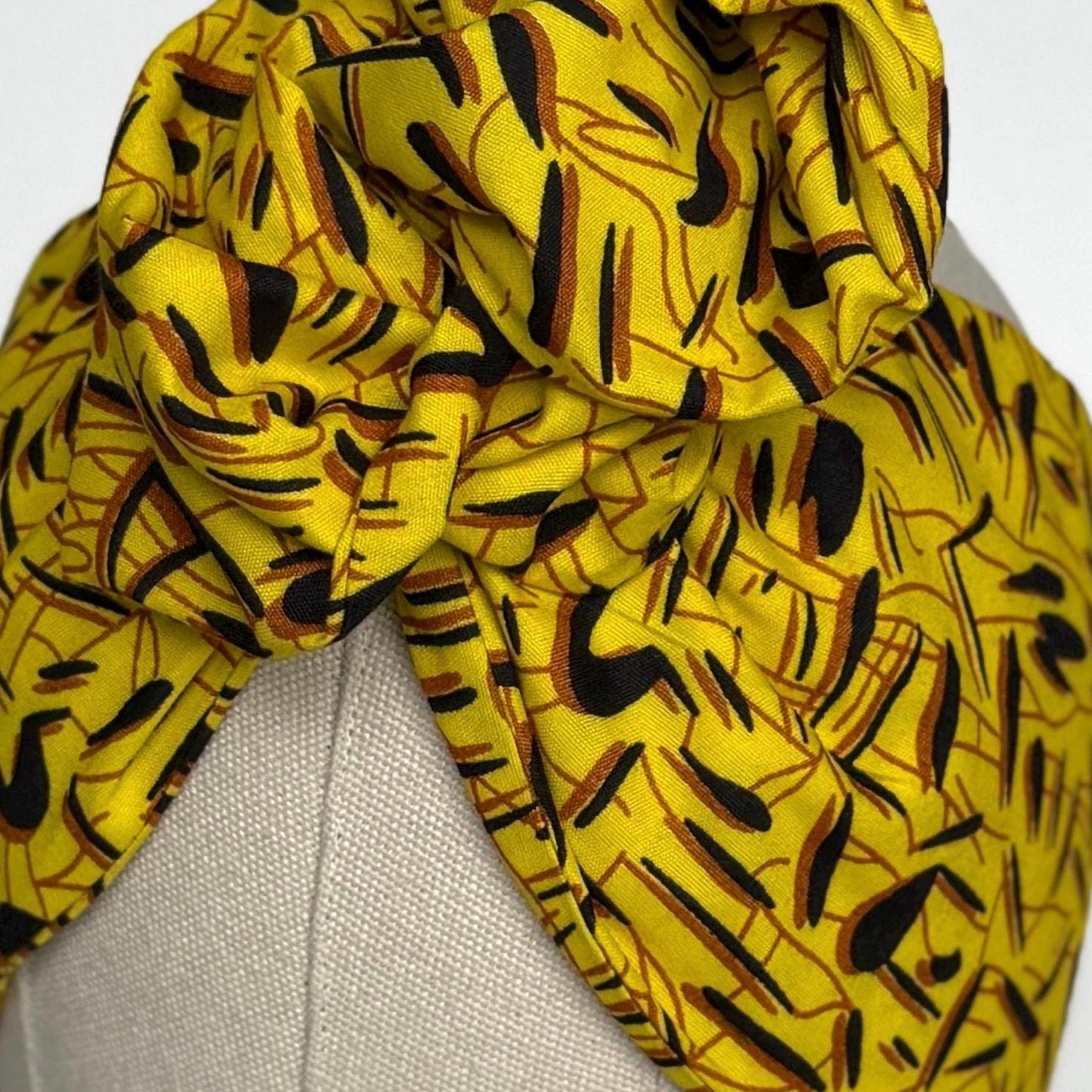 Extra Wide BENDABLE Wire Wrap Afro Boho African Print Wire Headband, Yellow Black Brown Headband, Fabric Wrap, Turban for Women, Hair Scarf