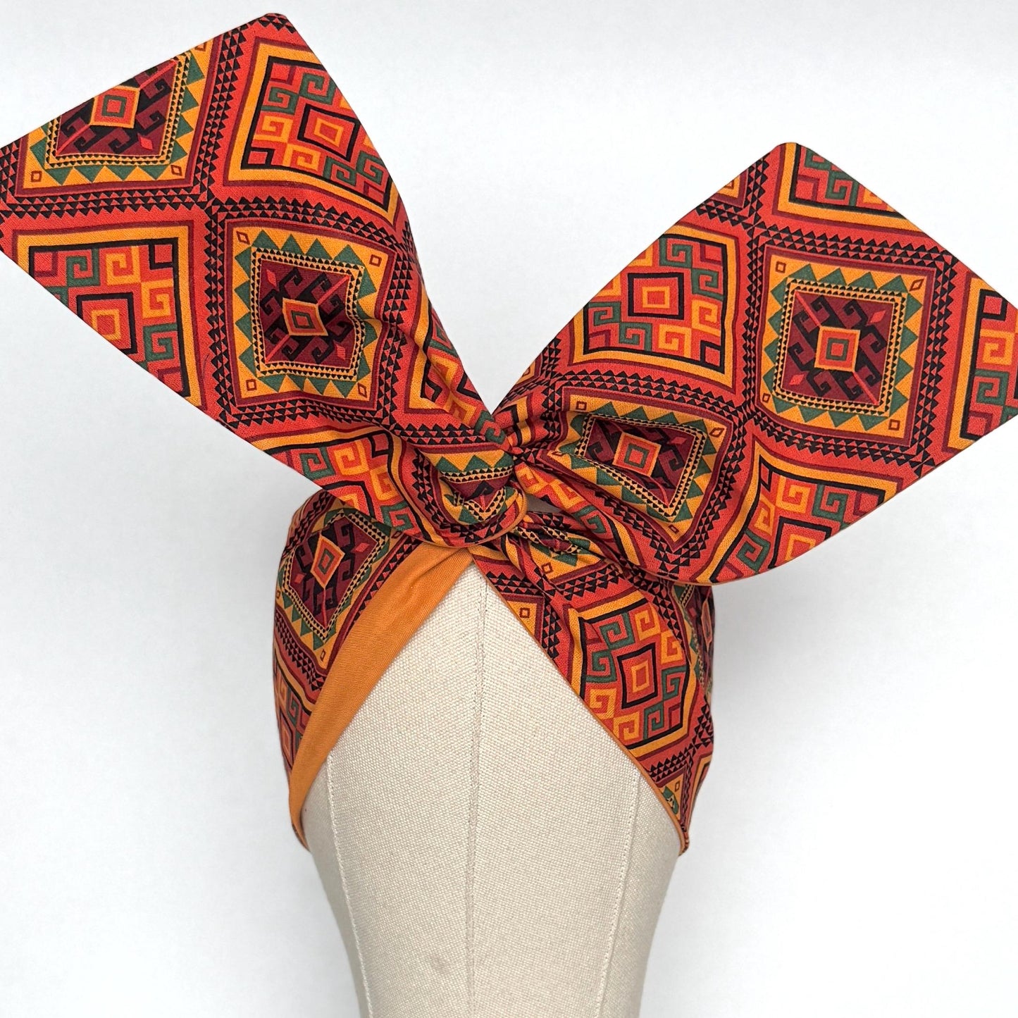Extra Wide Reversible Wire Wrap African Print Headband, Orange Red Yellow Black Wired Headband, Head Wrap, Turban for Women, Head Scarf