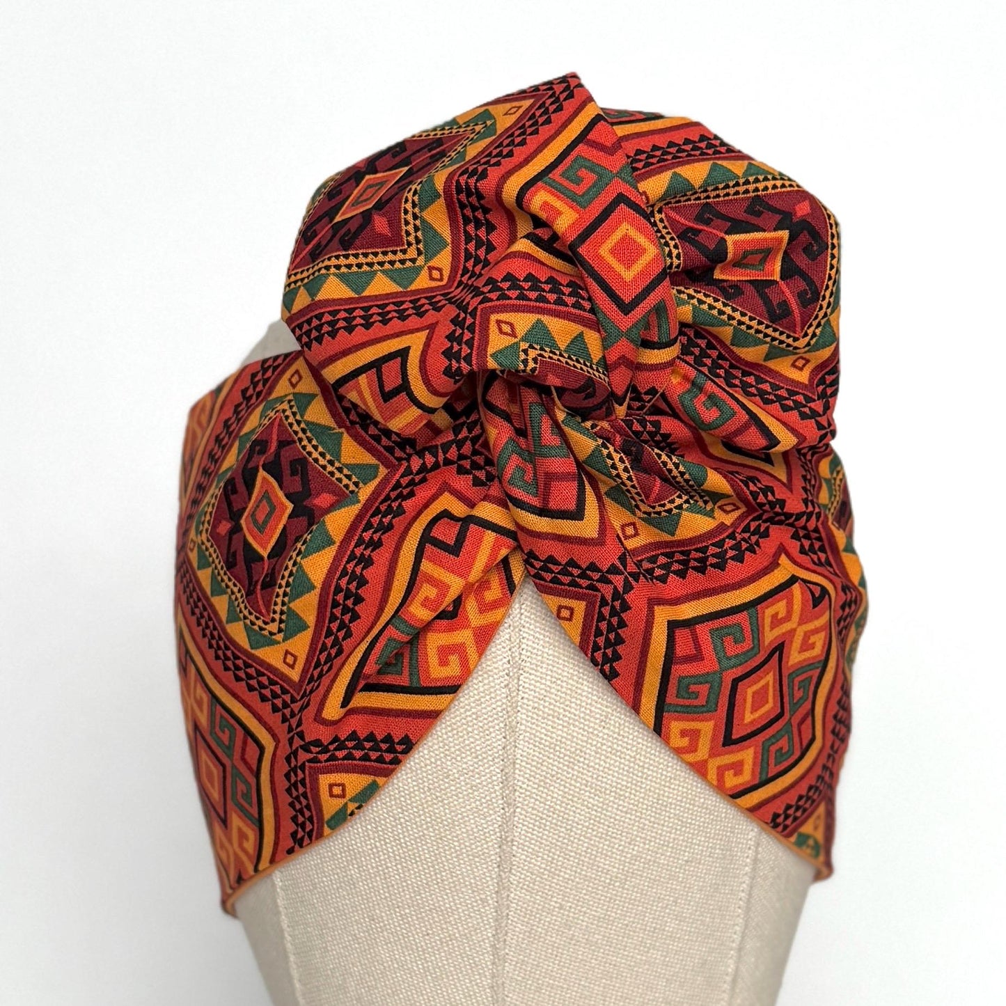 Extra Wide Reversible Wire Wrap African Print Headband, Orange Red Yellow Black Wired Headband, Head Wrap, Turban for Women, Head Scarf