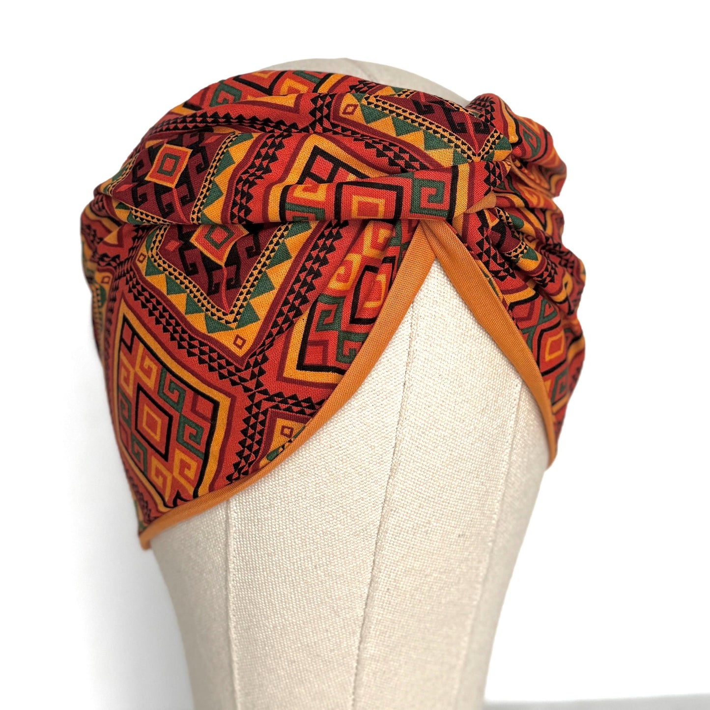 Extra Wide Reversible Wire Wrap African Print Headband, Orange Red Yellow Black Wired Headband, Head Wrap, Turban for Women, Head Scarf