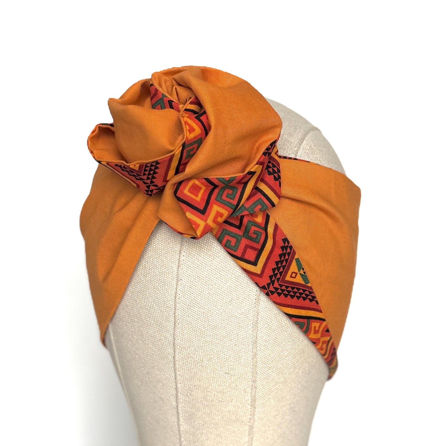 Extra Wide Reversible Wire Wrap African Print Headband, Orange Red Yellow Black Wired Headband, Head Wrap, Turban for Women, Head Scarf
