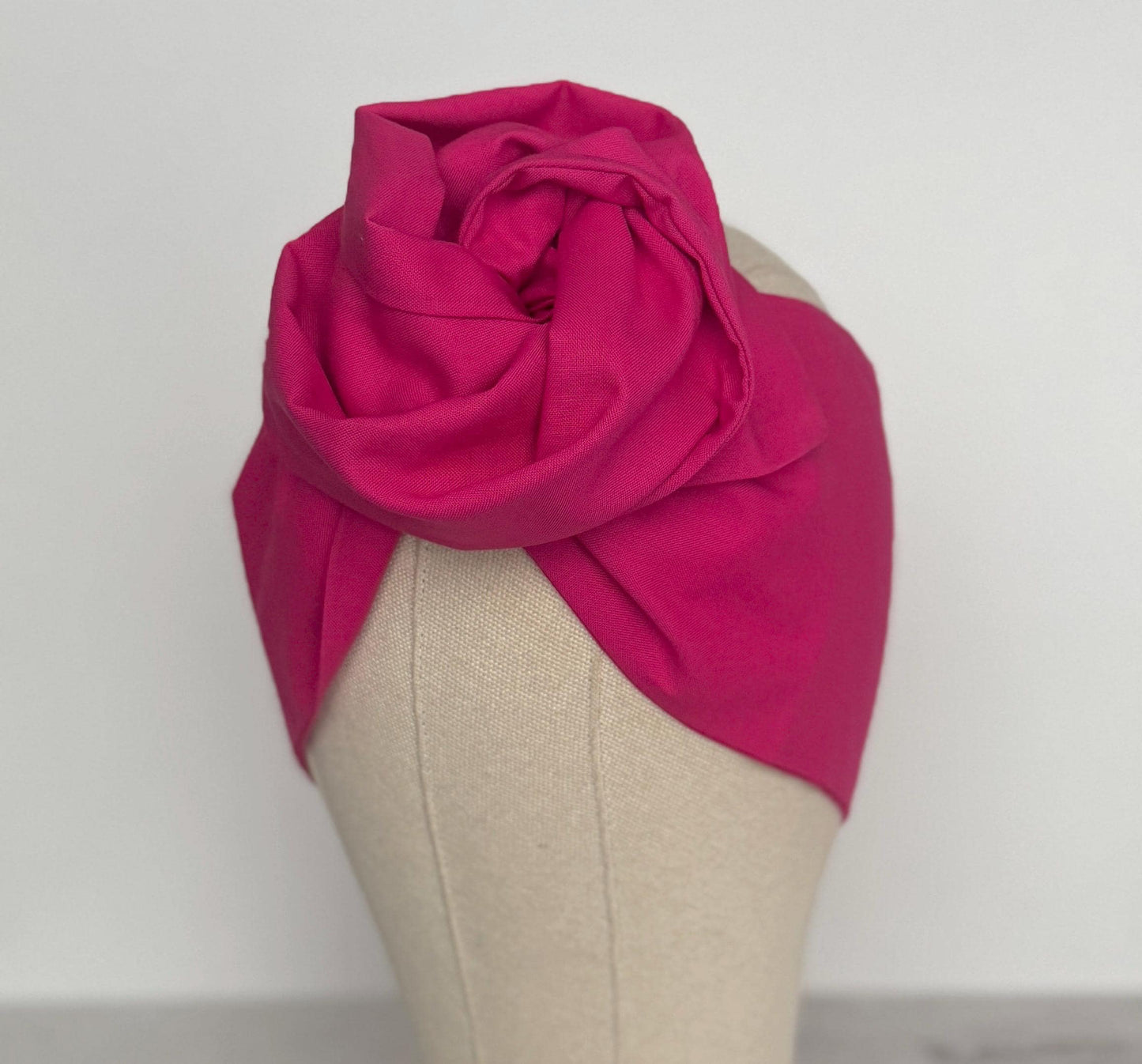Extra Long Wide Adjustable Wire Headband, Fuchsia Pink Solid Colored, Wired Headband and Turban, Fabric Hair Wrap, Headband for Women