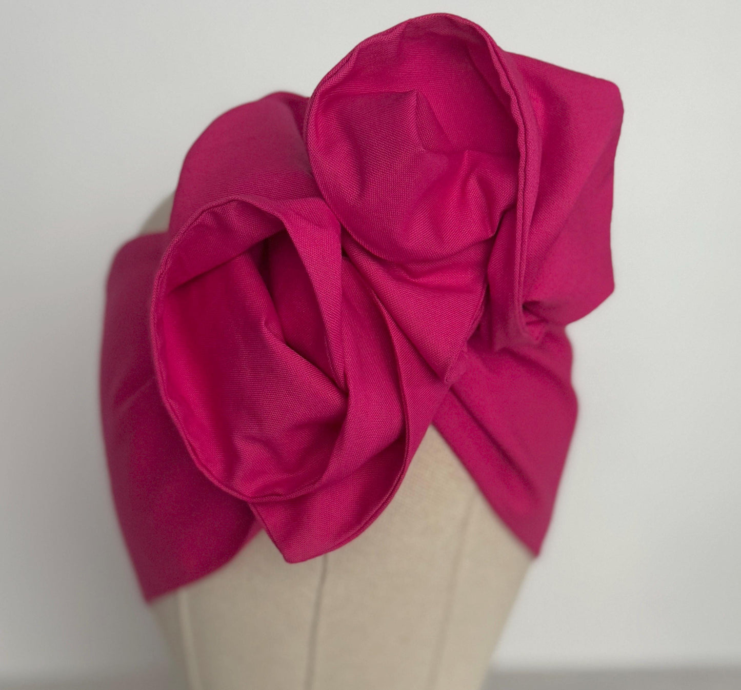 Extra Long Wide Adjustable Wire Headband, Fuchsia Pink Solid Colored, Wired Headband and Turban, Fabric Hair Wrap, Headband for Women