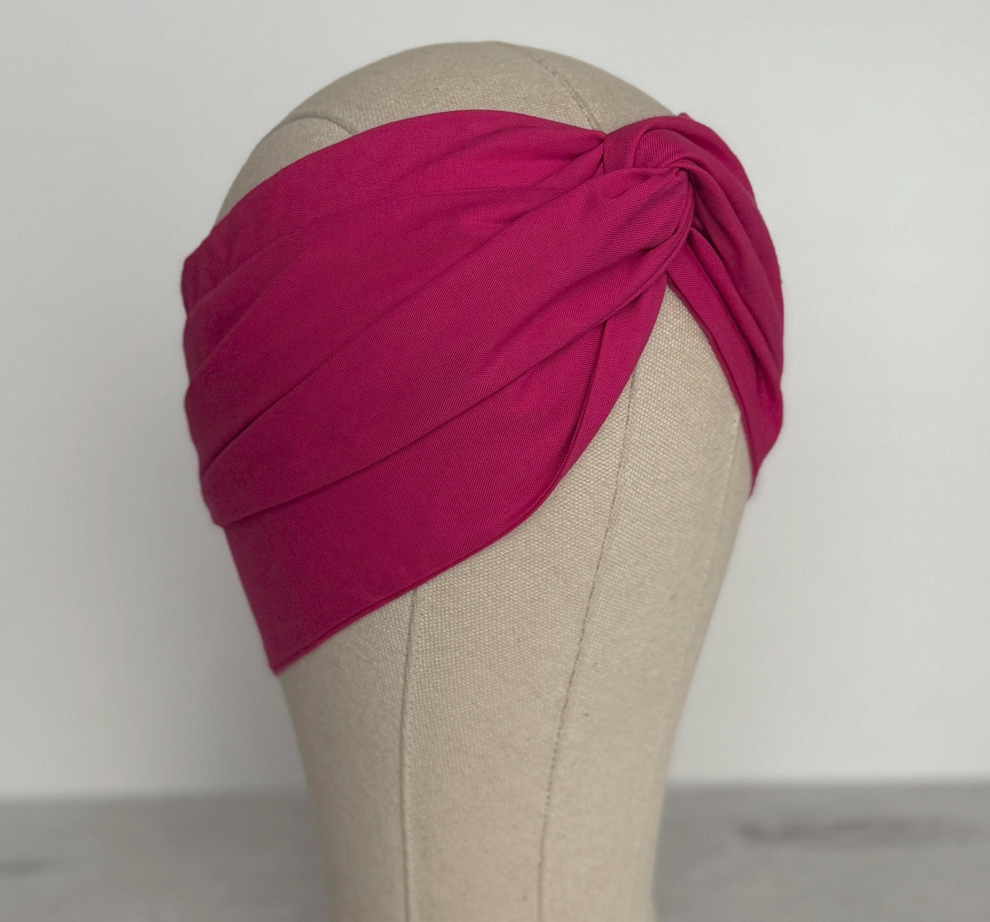 Extra Long Wide Adjustable Wire Headband, Fuchsia Pink Solid Colored, Wired Headband and Turban, Fabric Hair Wrap, Headband for Women