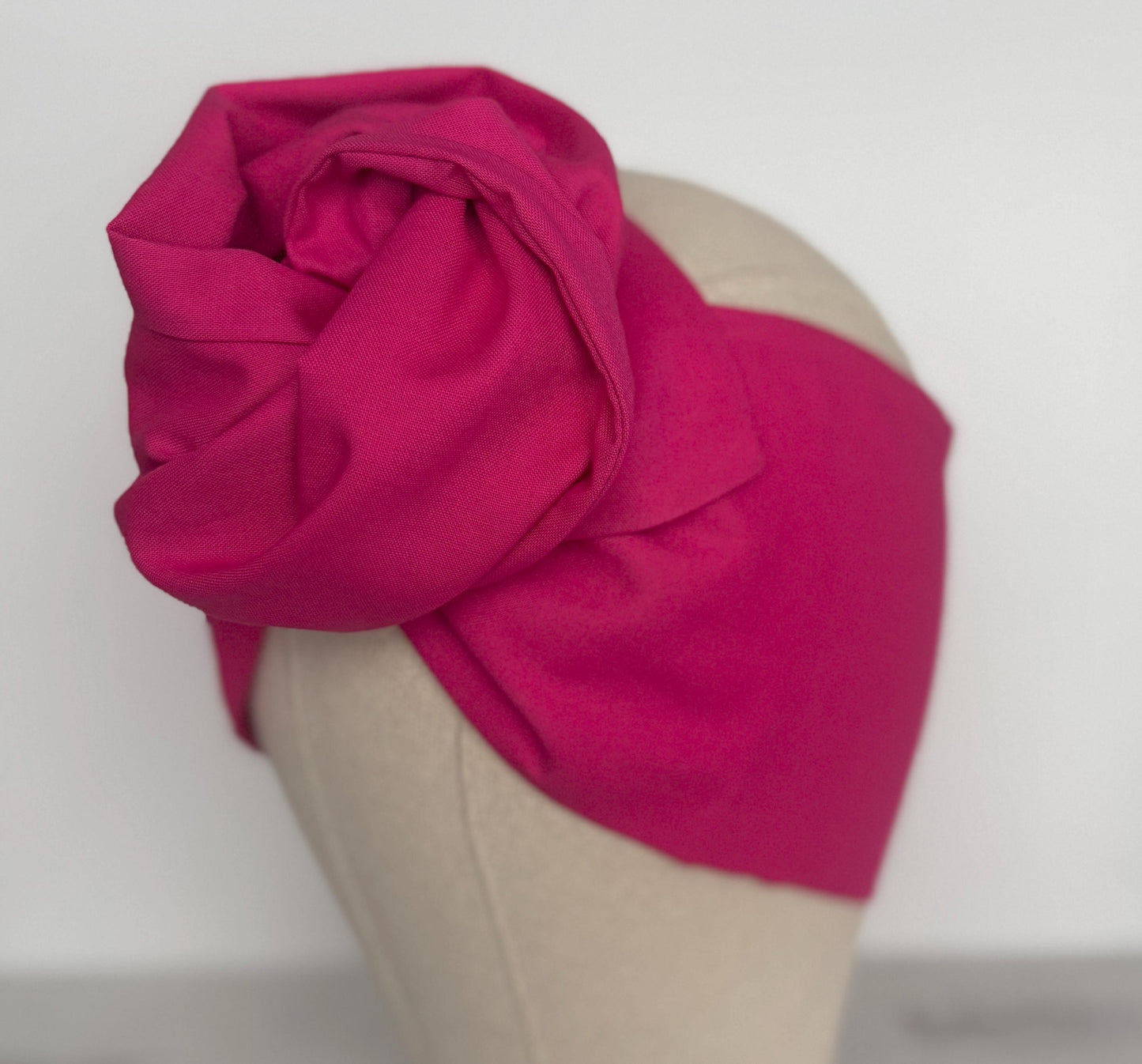 Extra Long Wide Adjustable Wire Headband, Fuchsia Pink Solid Colored, Wired Headband and Turban, Fabric Hair Wrap, Headband for Women