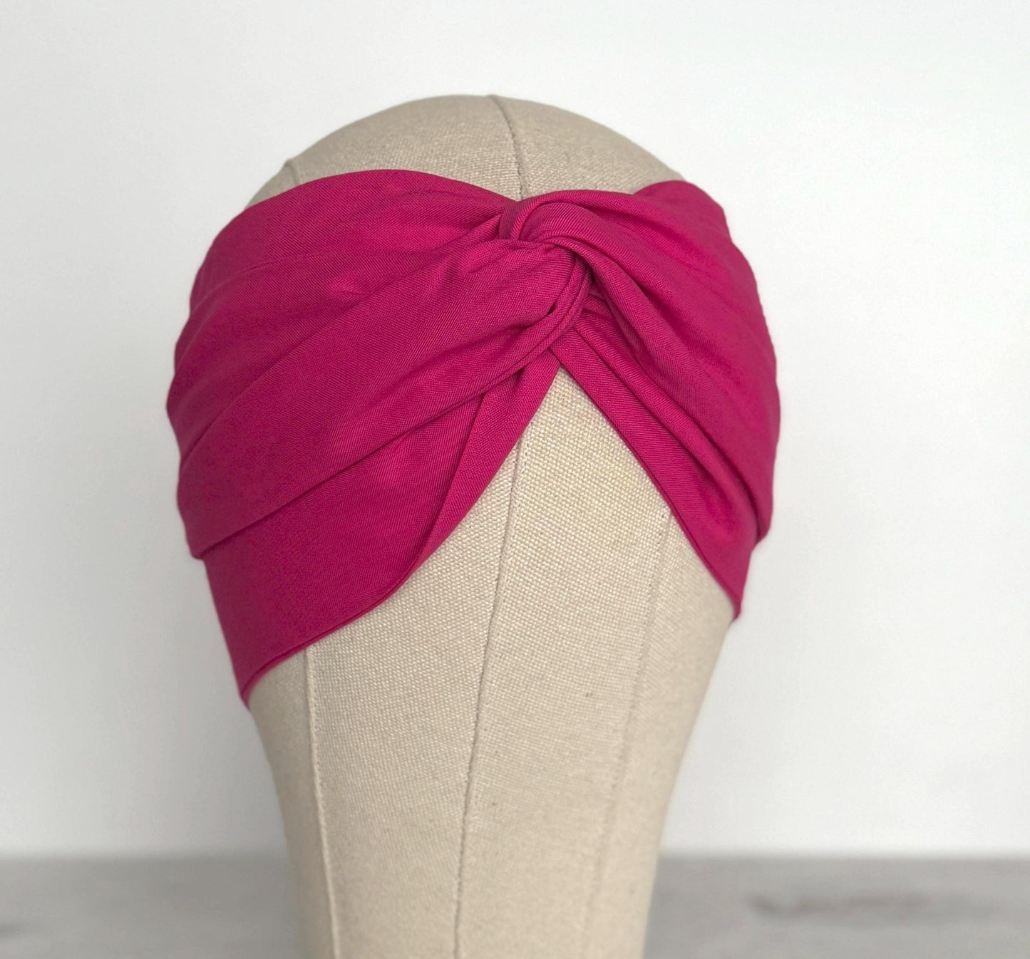 Extra Long Wide Adjustable Wire Headband, Fuchsia Pink Solid Colored, Wired Headband and Turban, Fabric Hair Wrap, Headband for Women