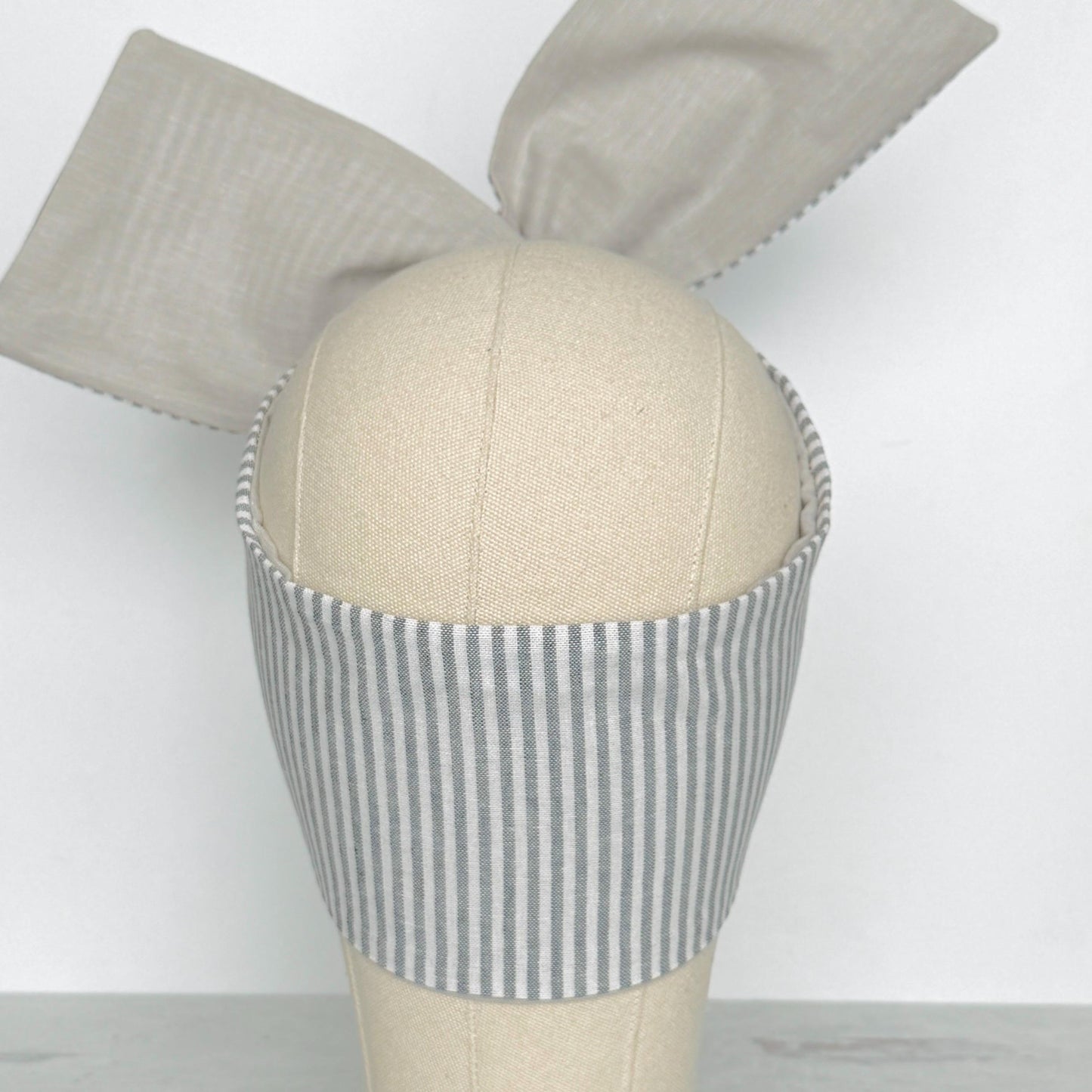 Extra Wide Reversible BENDABLE Wire Headband, Grey White Striped Print, Woven Cotton Wired Head Wrap, Turban Accessories, Head Scarf Bandana