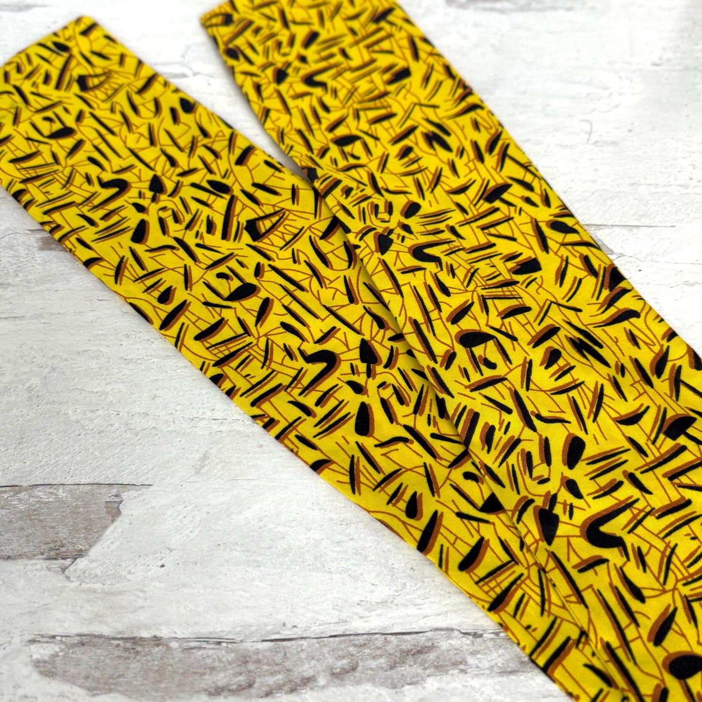 Extra Wide BENDABLE Wire Wrap Afro Boho African Print Wire Headband, Yellow Black Brown Headband, Fabric Wrap, Turban for Women, Hair Scarf