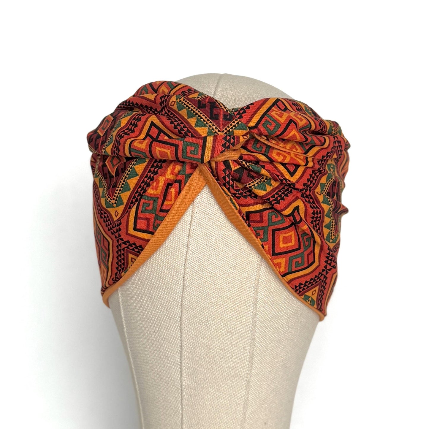Extra Wide Reversible Wire Wrap African Print Headband, Orange Red Yellow Black Wired Headband, Head Wrap, Turban for Women, Head Scarf