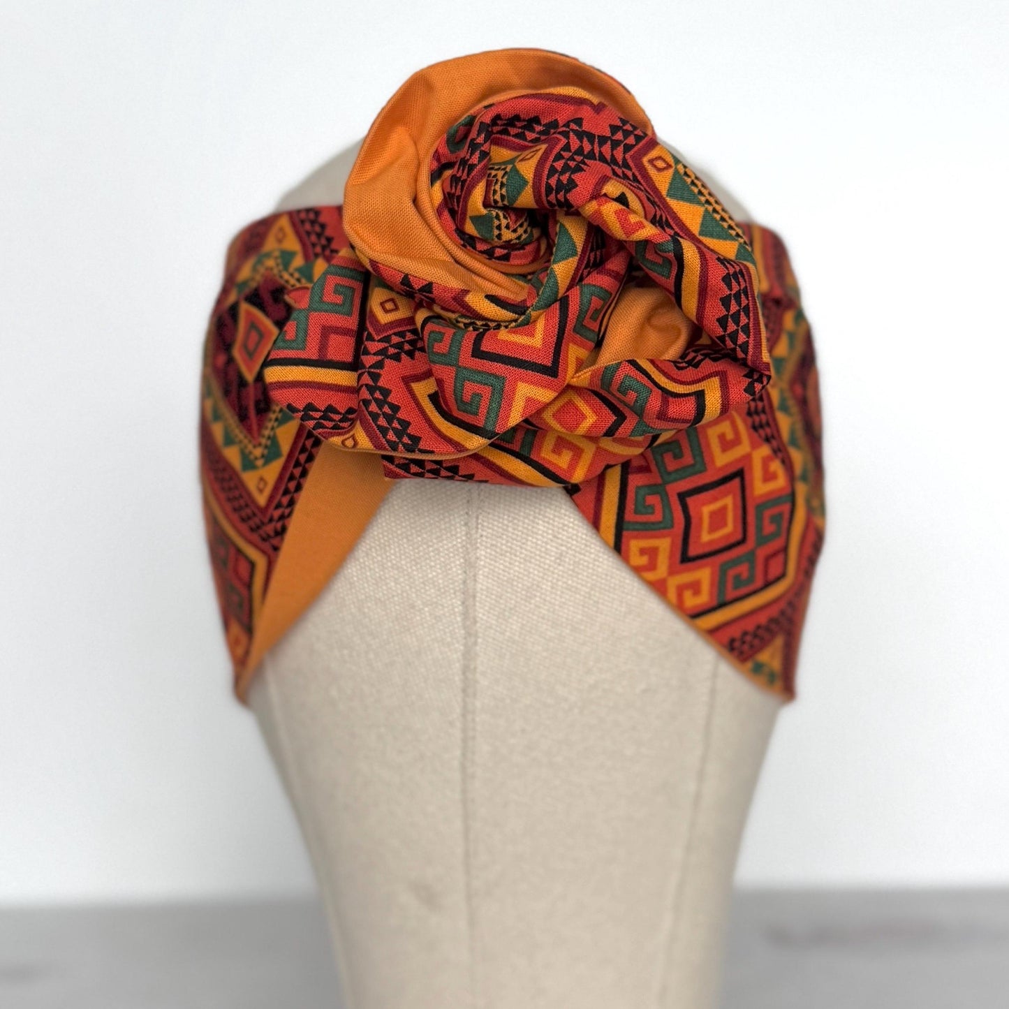 Extra Wide Reversible Wire Wrap African Print Headband, Orange Red Yellow Black Wired Headband, Head Wrap, Turban for Women, Head Scarf