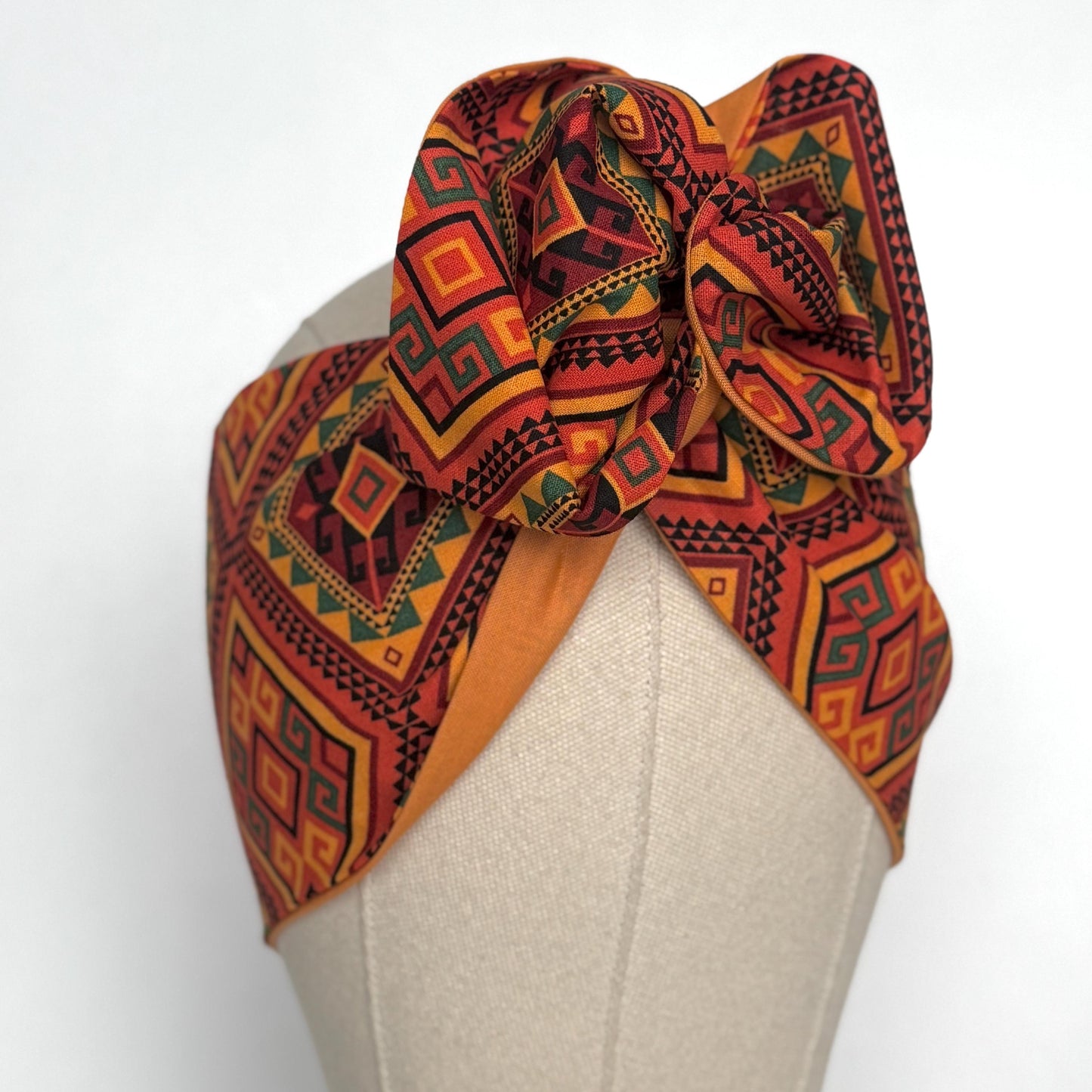 Extra Wide Reversible Wire Wrap African Print Headband, Orange Red Yellow Black Wired Headband, Head Wrap, Turban for Women, Head Scarf
