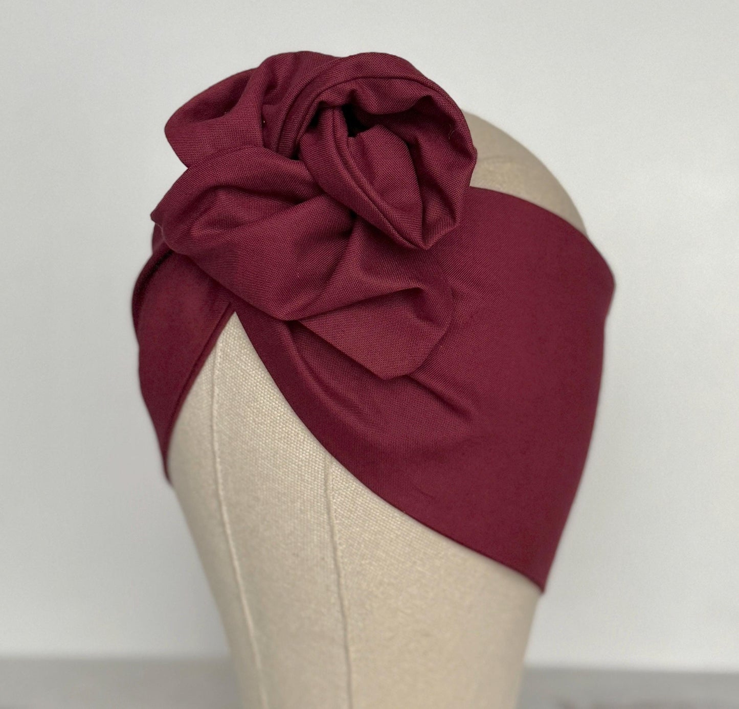 Extra Wide Adjustable Wire Headband, BURGUNDY Wired Head Wrap, Turban, Fashion Hair Accessories for Women