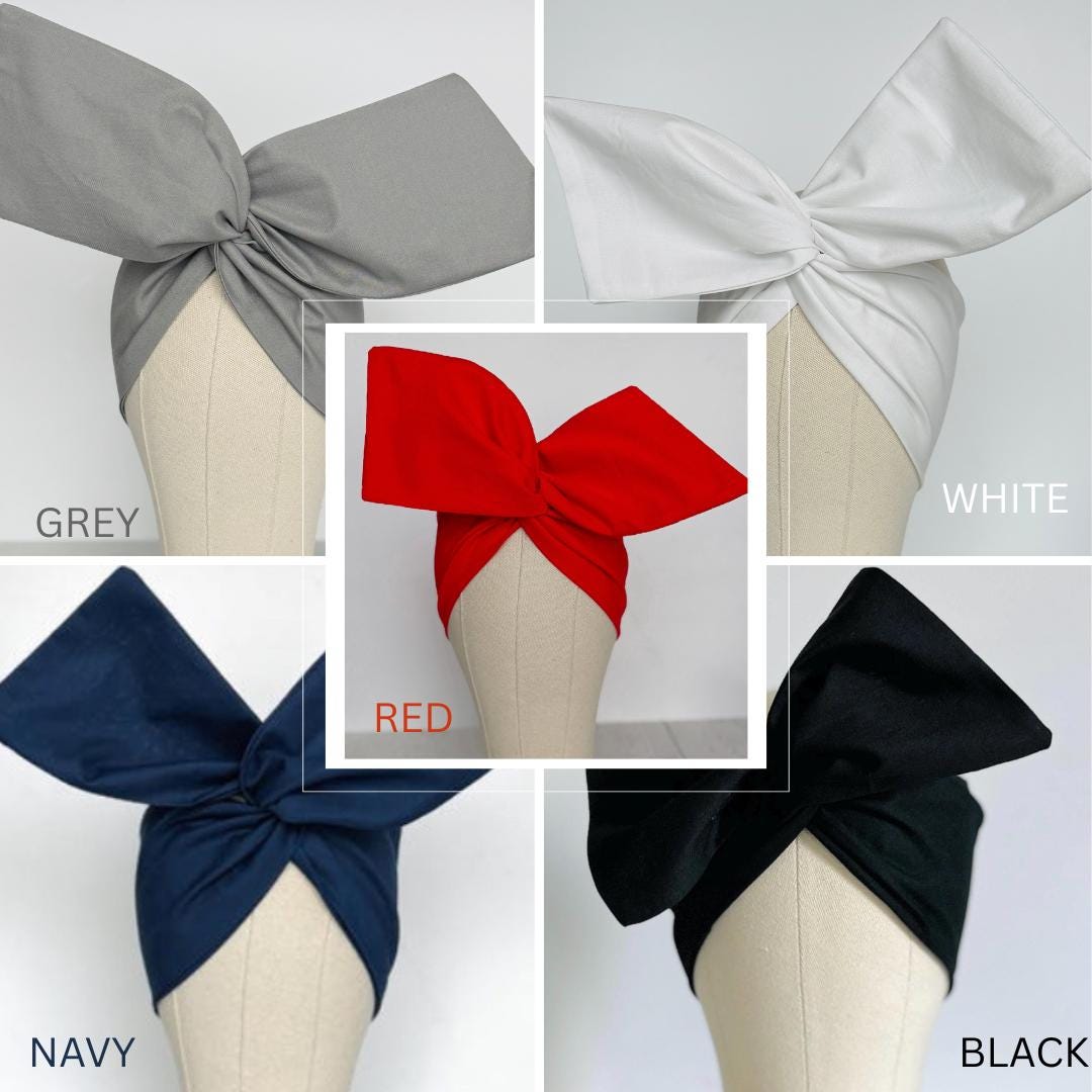Extra Wide Adjustable Wire Headband, Black White Navy Red Grey Wired Head Wrap, Turban, Fashion Hair Accessories for Women