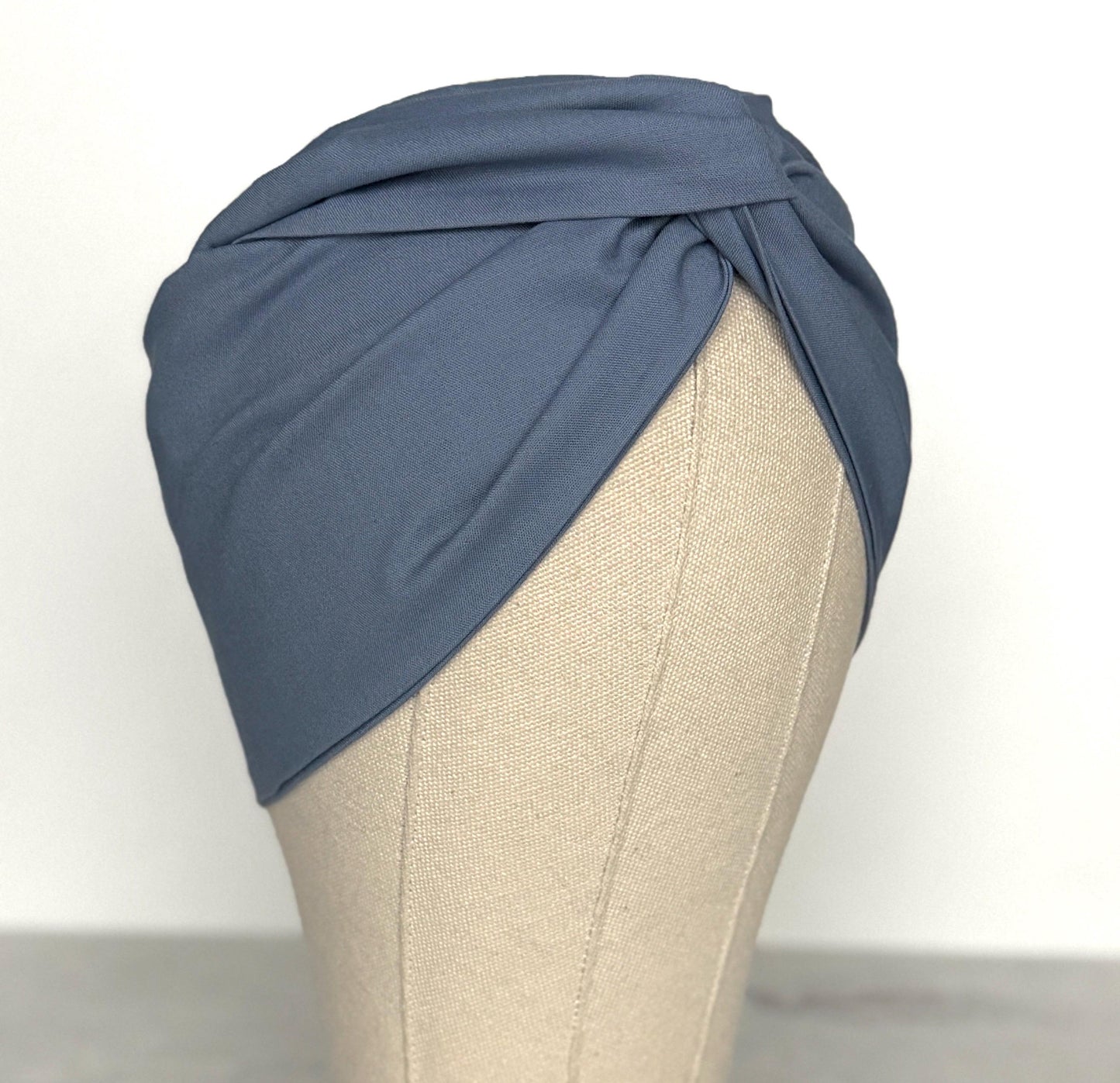 Extra Wide Adjustable Wire Headband, Light Blue Wired Head Wrap, Turban, Fashion Hair Accessories for Women
