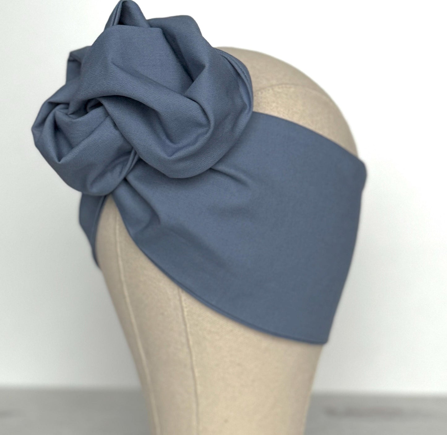 Extra Wide Adjustable Wire Headband, Light Blue Wired Head Wrap, Turban, Fashion Hair Accessories for Women