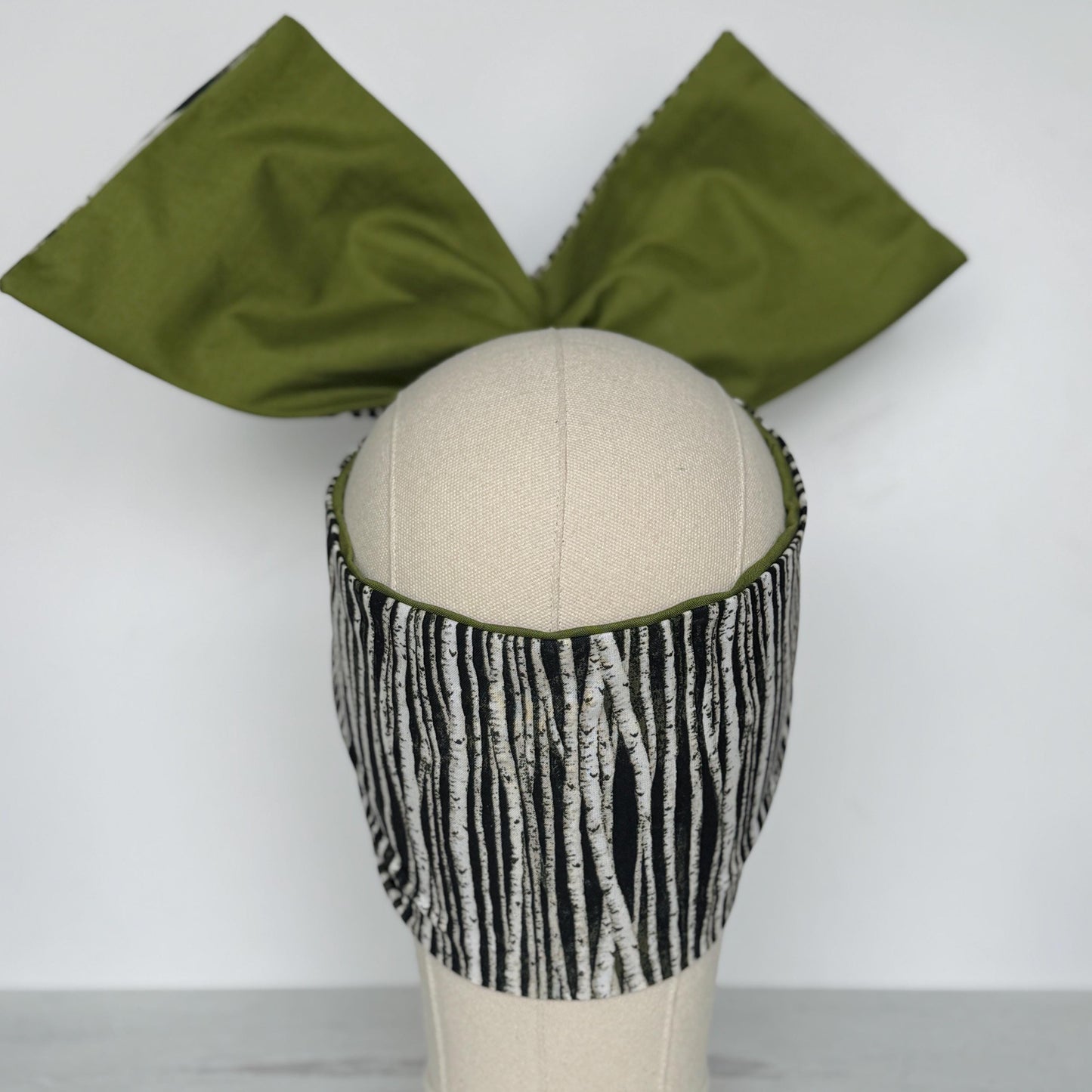 Extra Wide Reversible BENDABLE Wire Headband, Black White Green Striped Wired Head Wrap, Turban Accessories, Head Scarf, Bandana