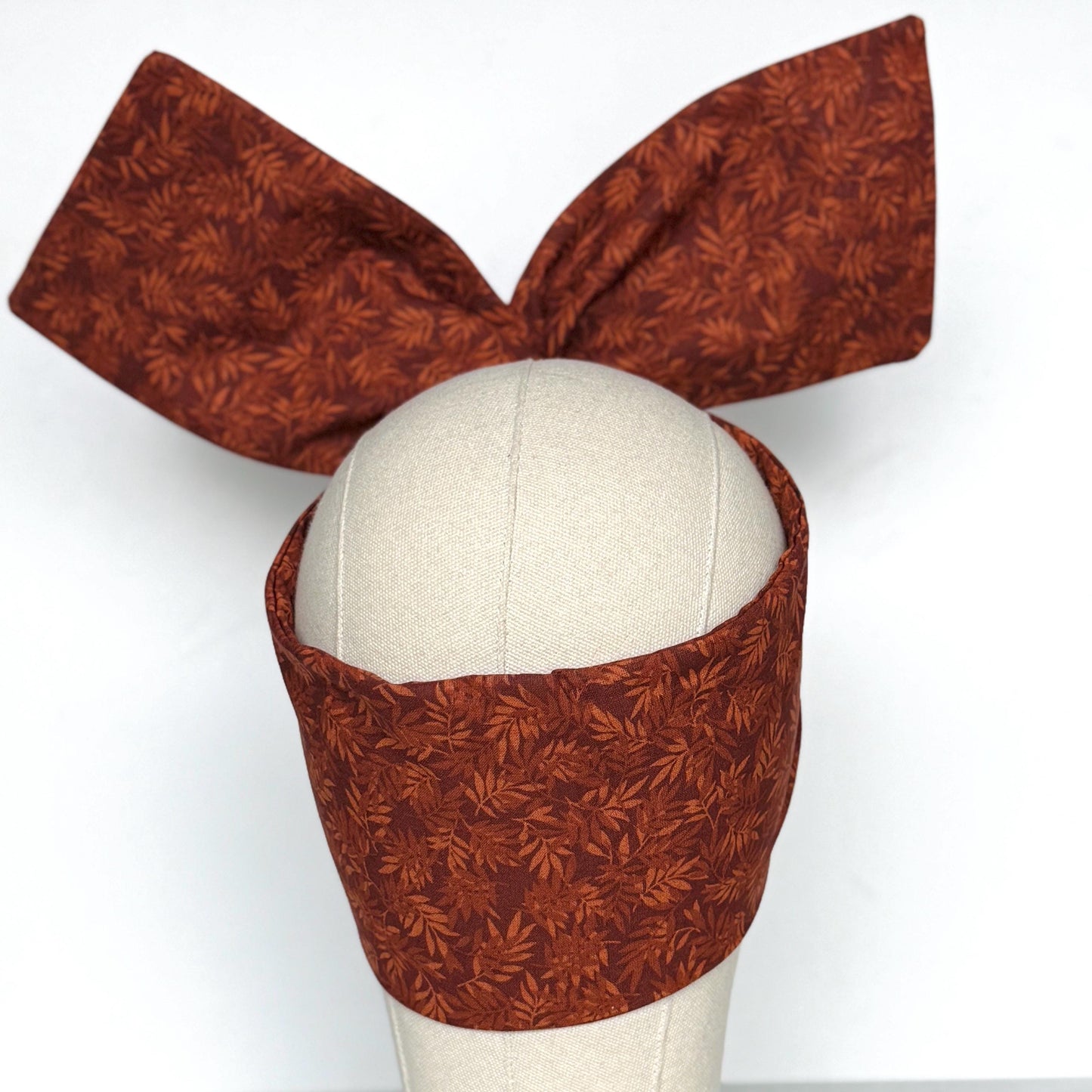 Extra Wide Bendable Wire Headband, Fall Floral Print Brown Wired Head Wrap For Women, Adjustable Fabric Turban, Autumn Winter Head Scarf
