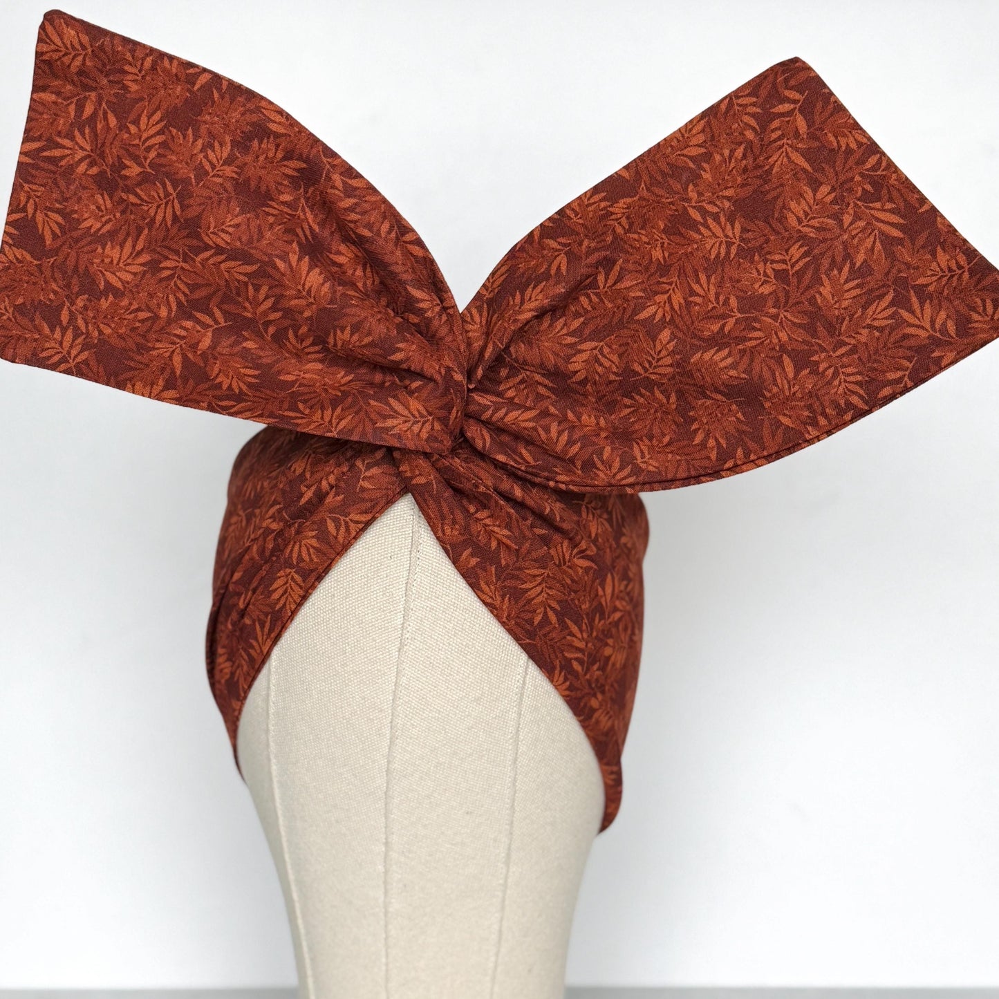 Extra Wide Bendable Wire Headband, Fall Floral Print Brown Wired Head Wrap For Women, Adjustable Fabric Turban, Autumn Winter Head Scarf