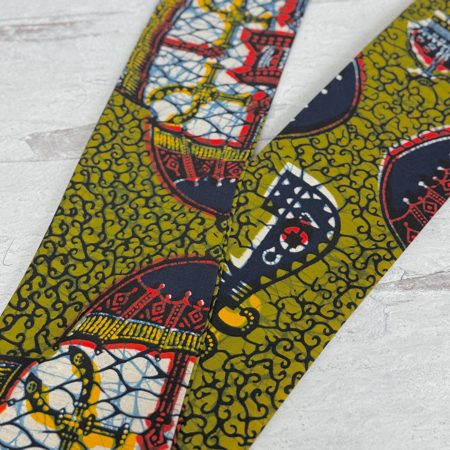 Extra Wide Adjustable Wire Wrap, Ankara Wired Headband, Olive Green Navy Blue African Fabric Head Wrap, Ankara Afro Boho Turban, Bandana