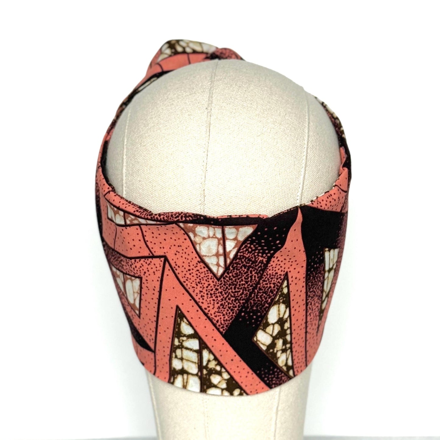 Extra Wide Adjustable Wire Wrap, Ankara Wired Headband, Pink Brown White African Fabric Head Wrap, Ankara Afro Boho Turban, Bandana