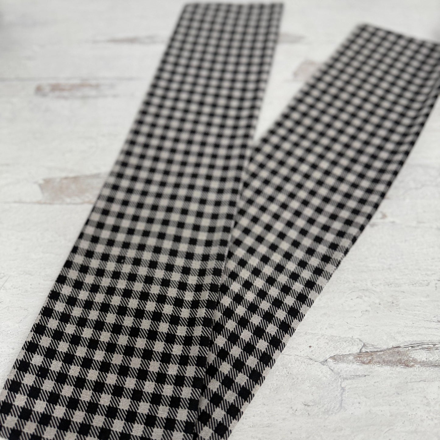 Extra Wide Adjustable Wire Headband, Black Grey Plaid Print, Boho Wired Headband, Fabric Head Wrap, Turban, Gift for Her, Bendable Scarf