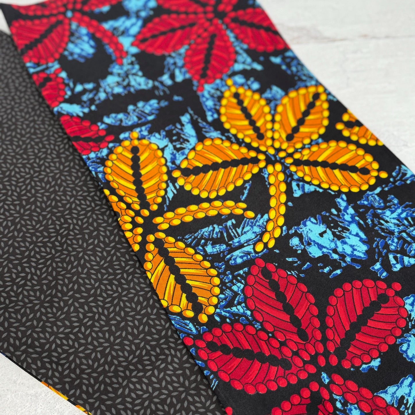 Full Turban Wire Headband, Reversible Extra Wide Red Black African Ankara Print Wired Headband, Fabric Head Wrap, Afro Boho Accessories