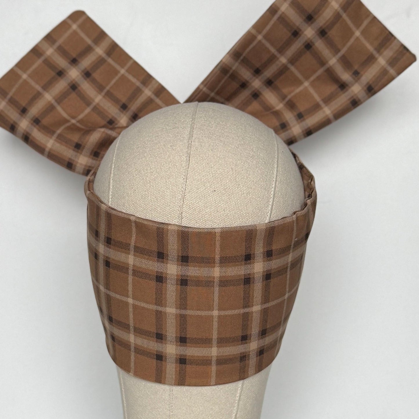 Extra Wide Adjustable Wire Headband, Brown Black Plaid Print, Boho Wired Headband, Fabric Head Wrap, Turban, Gift for Her, Bendable Scarf