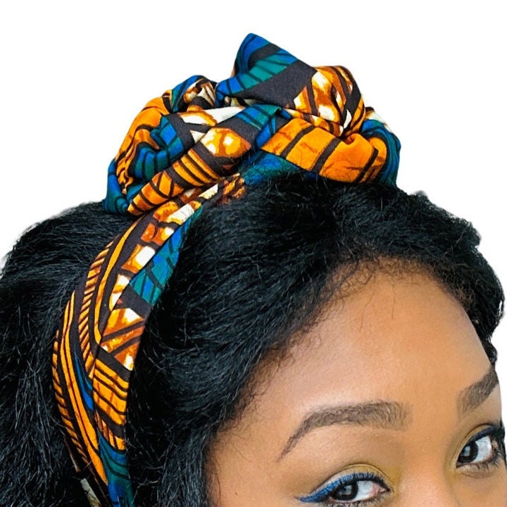 Extra Long Wide Adjustable Wire Wrap Ankara Print Headband, Wired Headband, African Fabric Head Wrap, Ankara Headband, Accessories, Turban