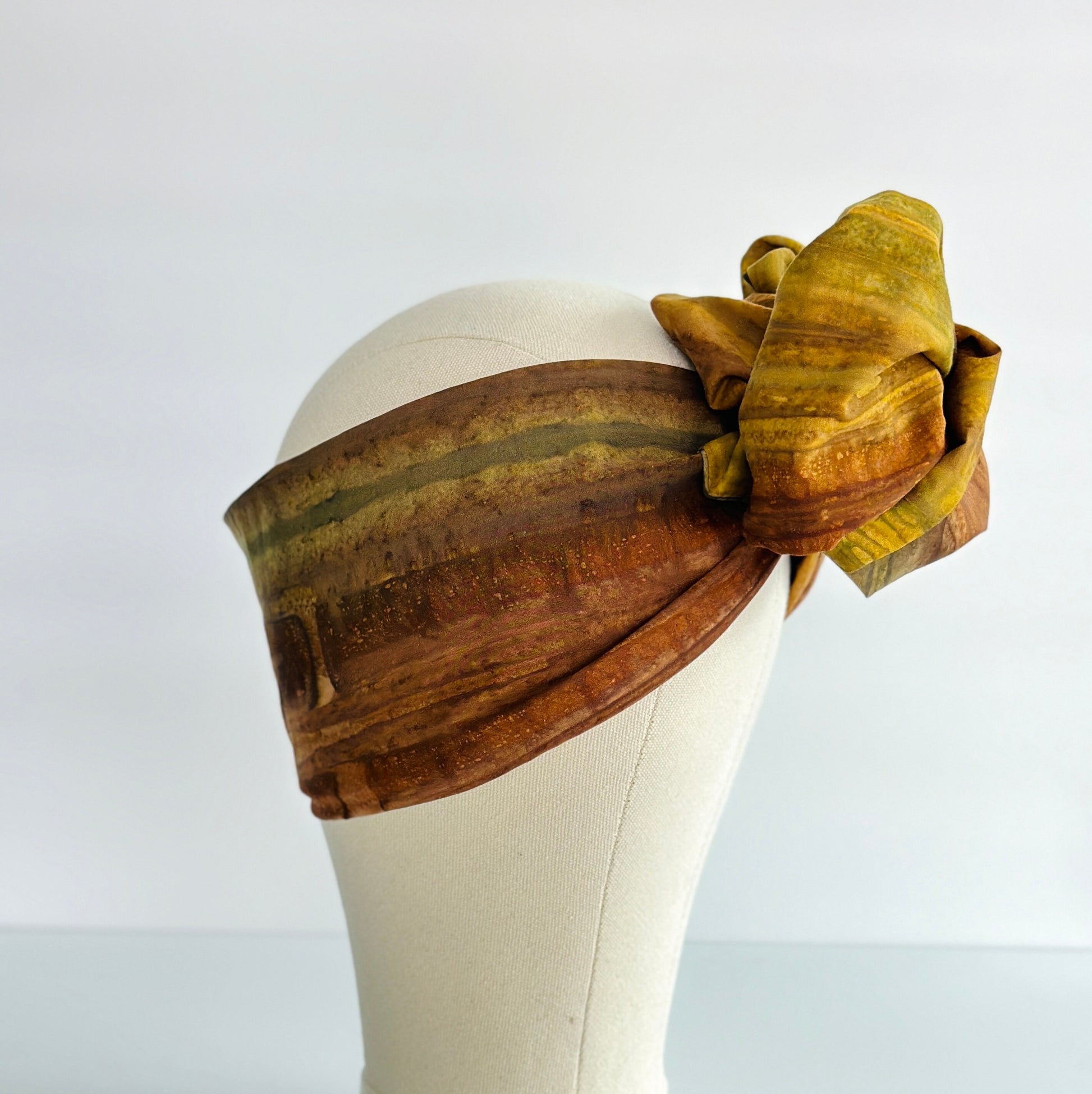 Extra Long Wire Wrapped Batik Headband, Batik Fabric Brown, Wired Headband, Fabric Head Wrap, Headband, Boho Chic Accessories (CAYENNE)