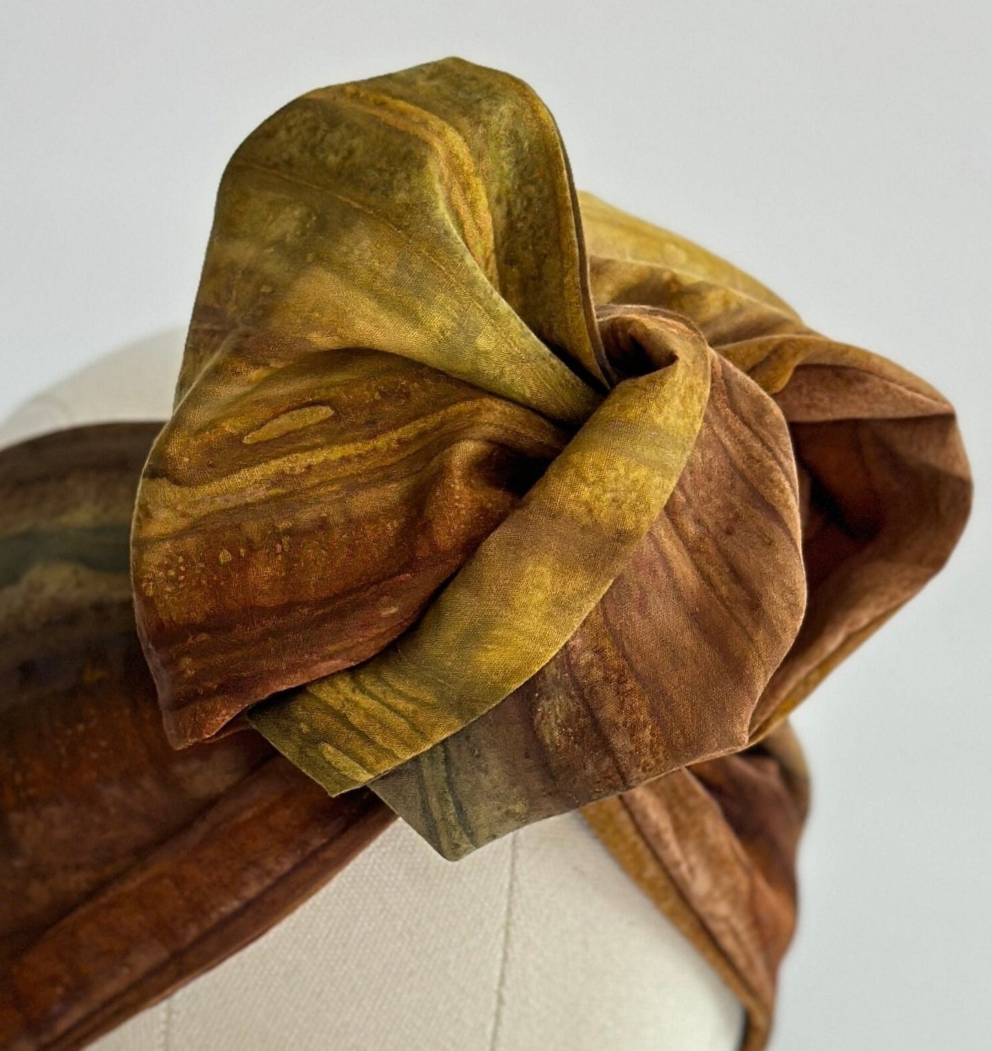 Extra Long Wire Wrapped Batik Headband, Batik Fabric Brown, Wired Headband, Fabric Head Wrap, Headband, Boho Chic Accessories (CAYENNE)